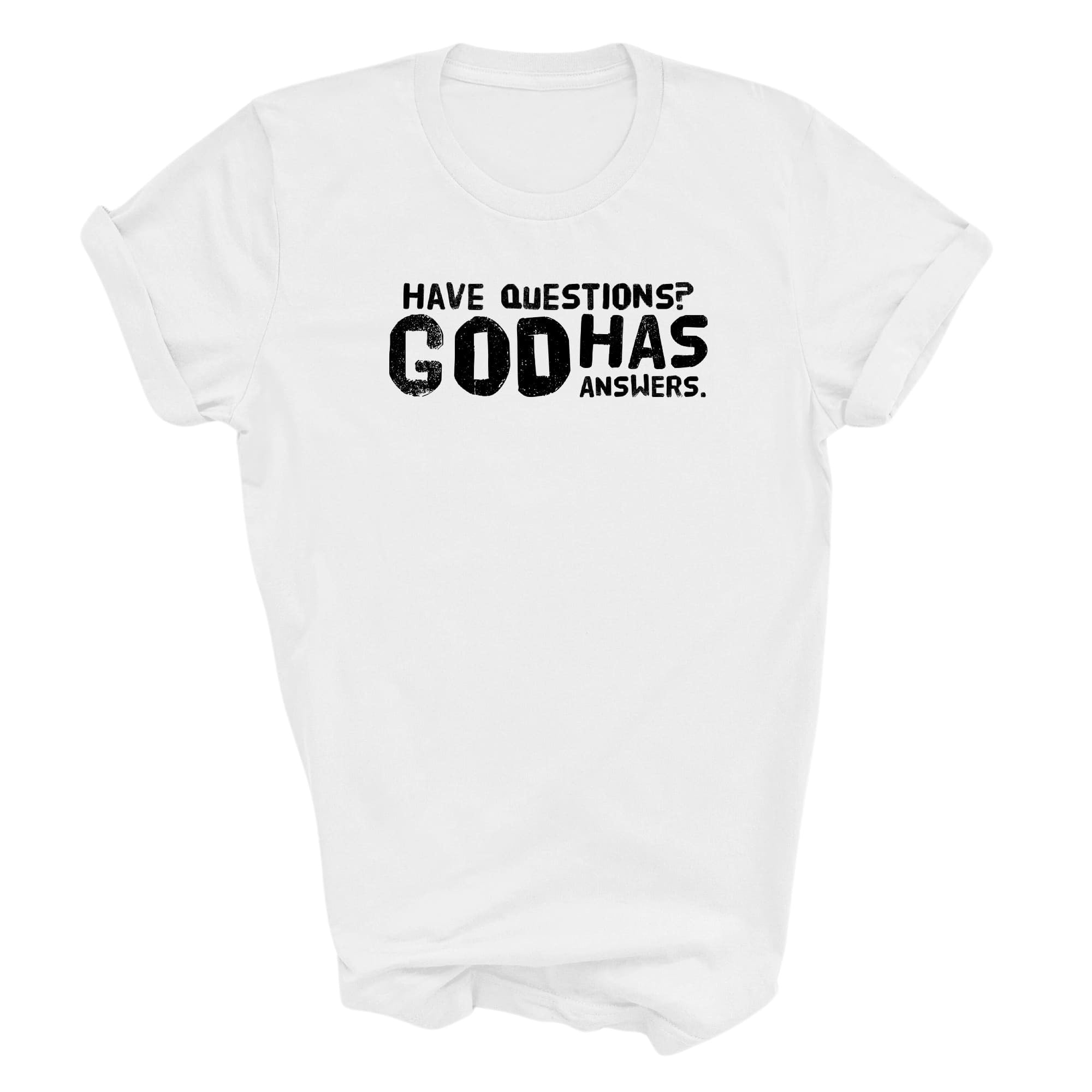 Graphic Tee T-shirt Have Questions God Has Answers Black Illustration