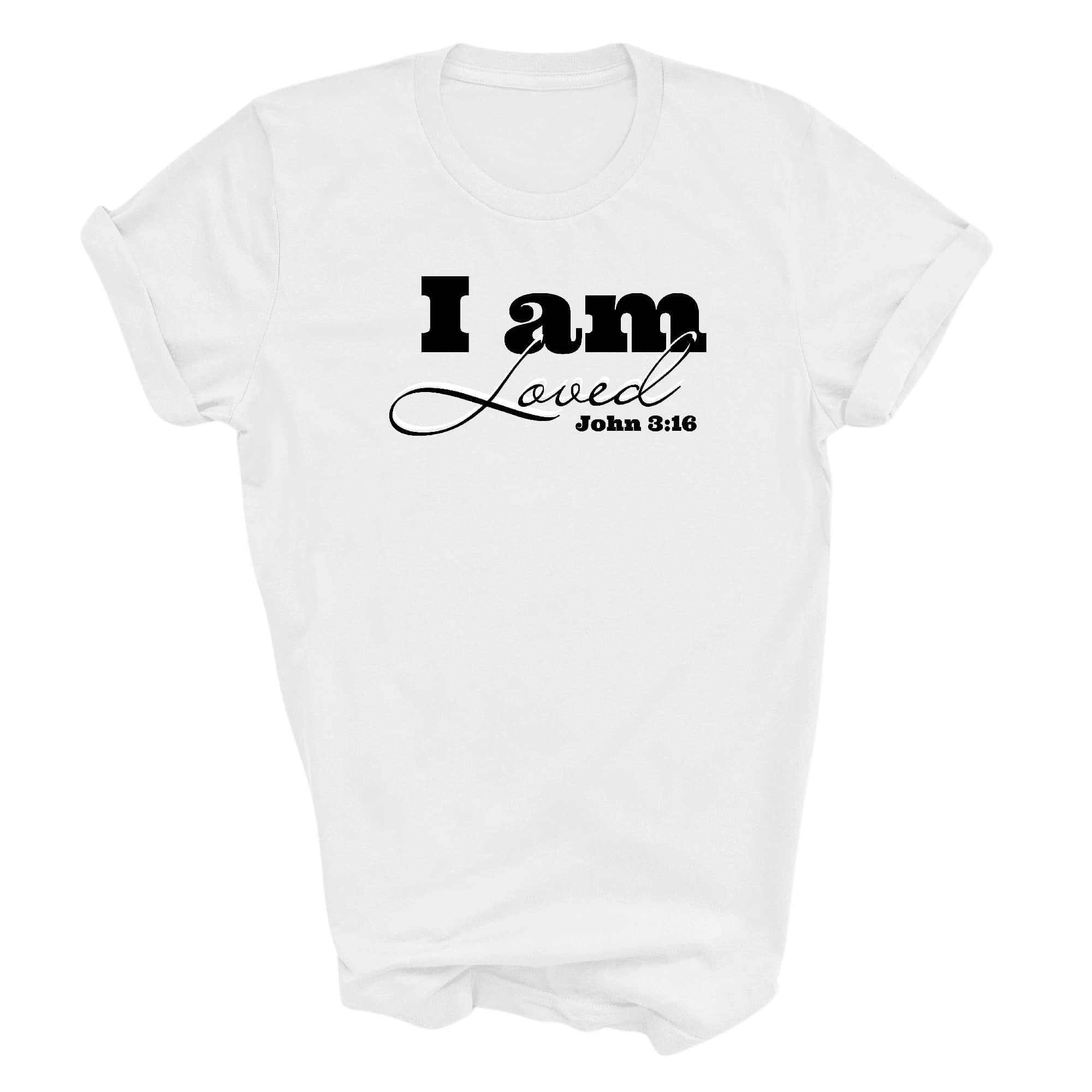 Graphic Tee T-shirt i Am Loved - John 3:16 Black Illustration