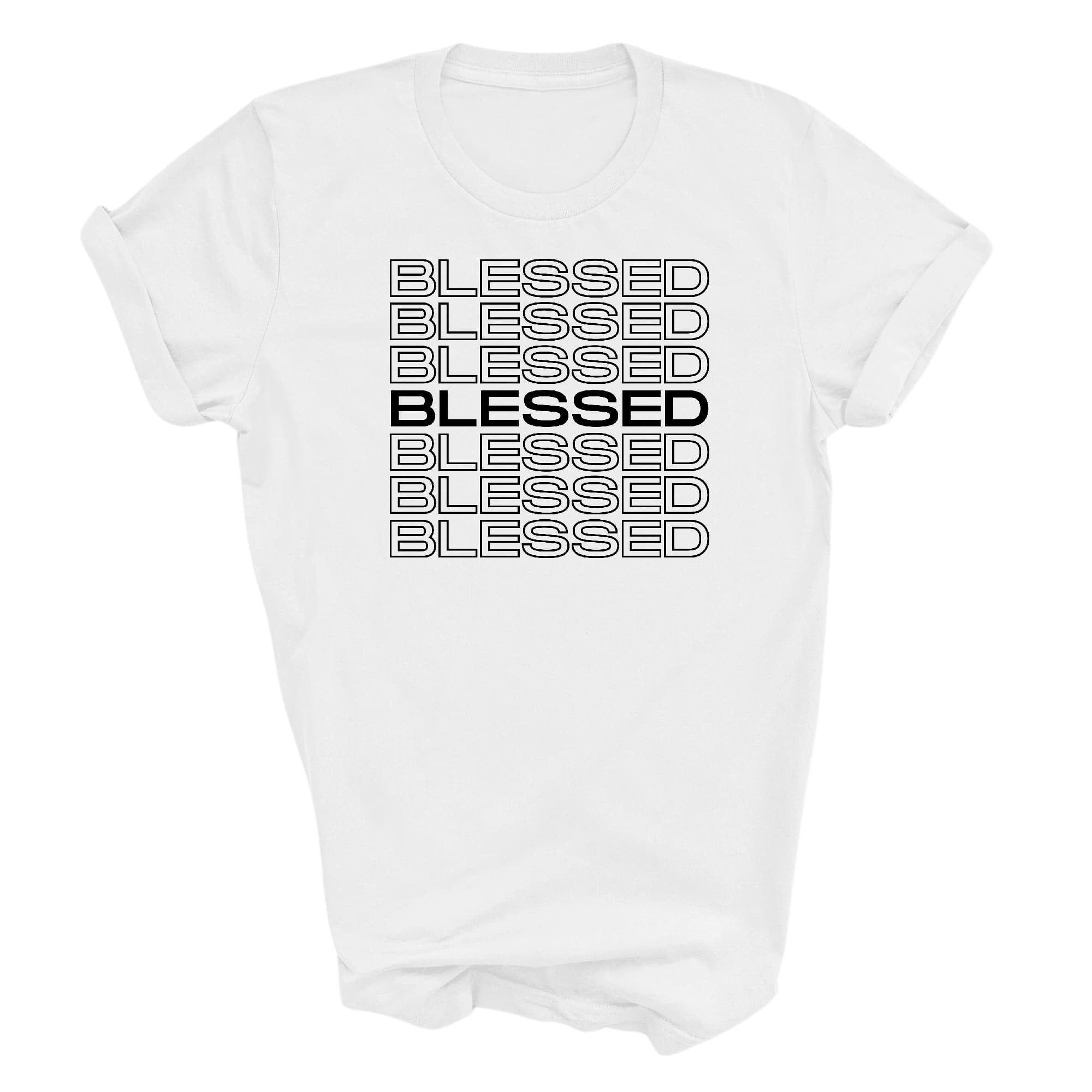 Graphic Tee T-shirt Stacked Blessed Print - Inspirational Affirmation