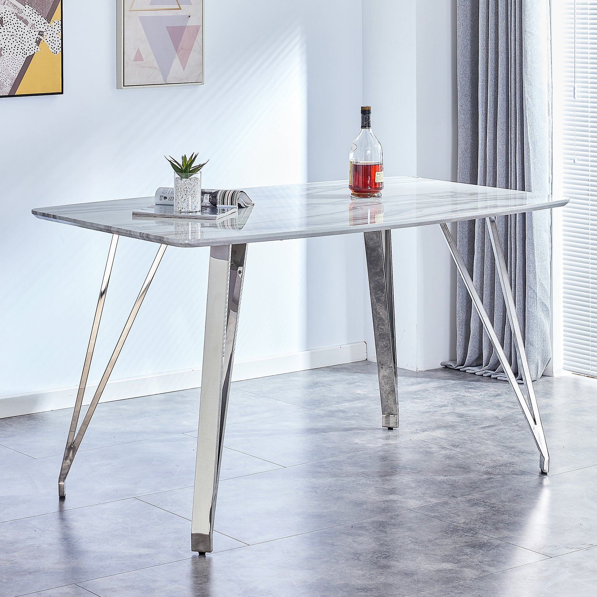 Bar table.Dining Table.Spacious MDF Top Dining Table with plating Legs - Perfect for Bars and Gatherings at Home