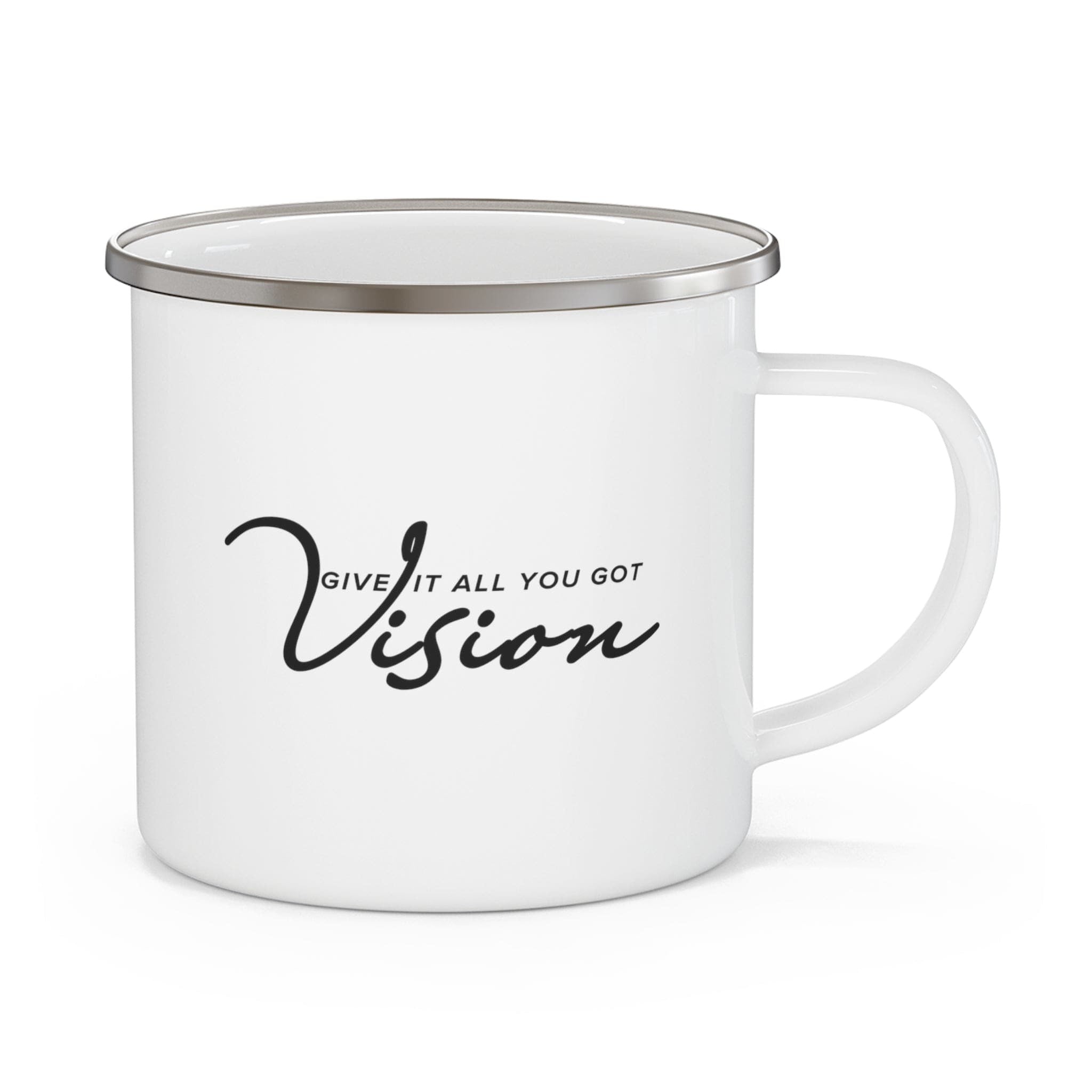 Enamel Camping Mug, Vision - Give It All You Got, Black