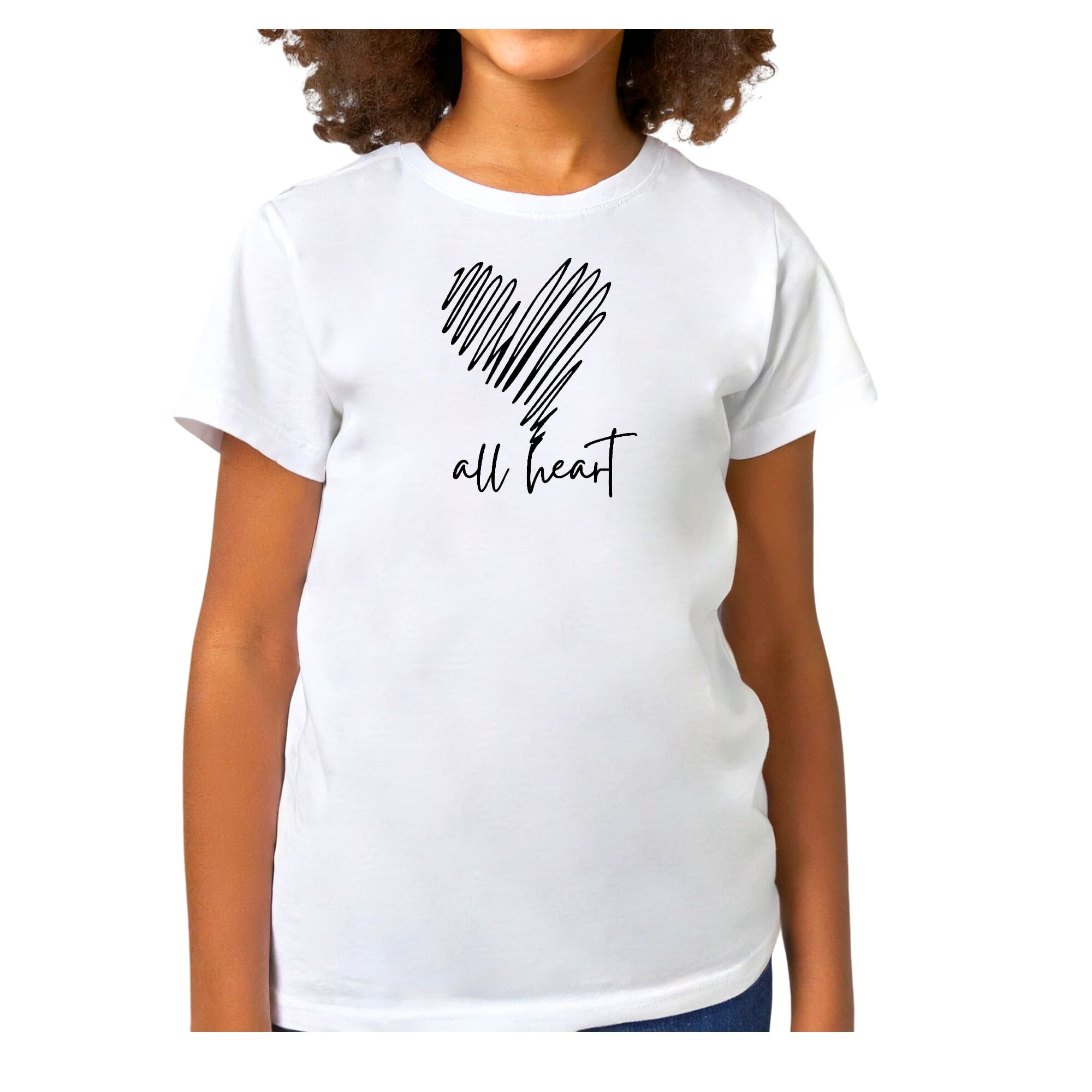 Girls T-shirt, Say It Soul, All Heart Black Line Art Print