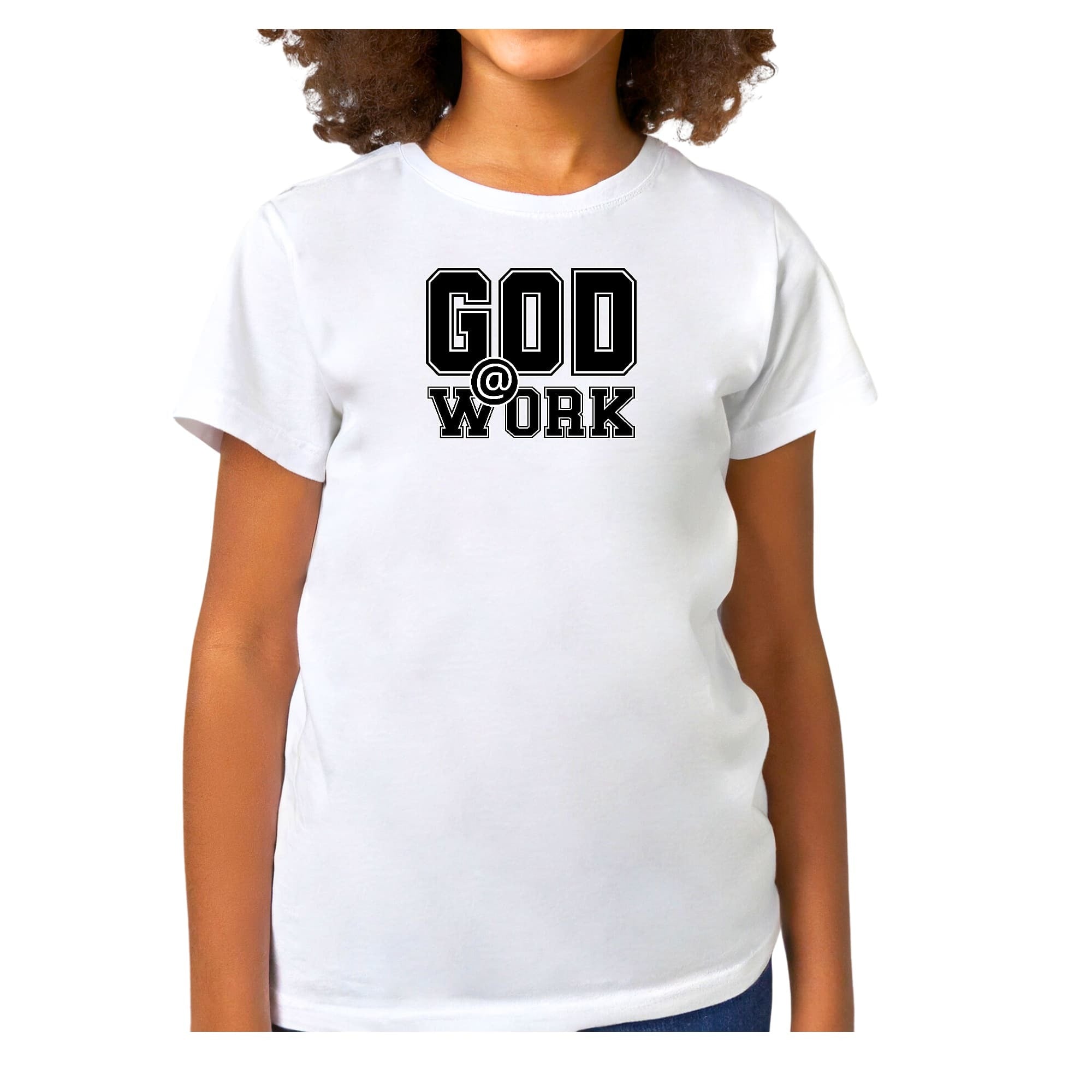 Girls T-shirt God @ Work Black And White Print