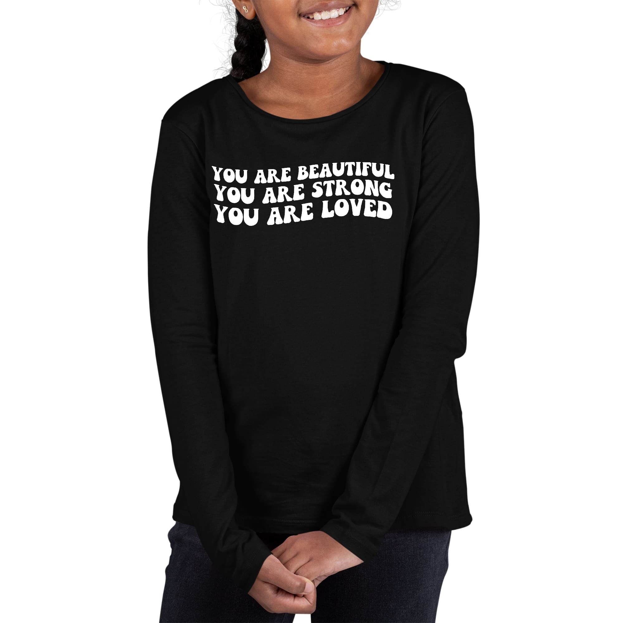 Girls Graphic T-shirt, You Are Beautiful Strong Loved Inspiration