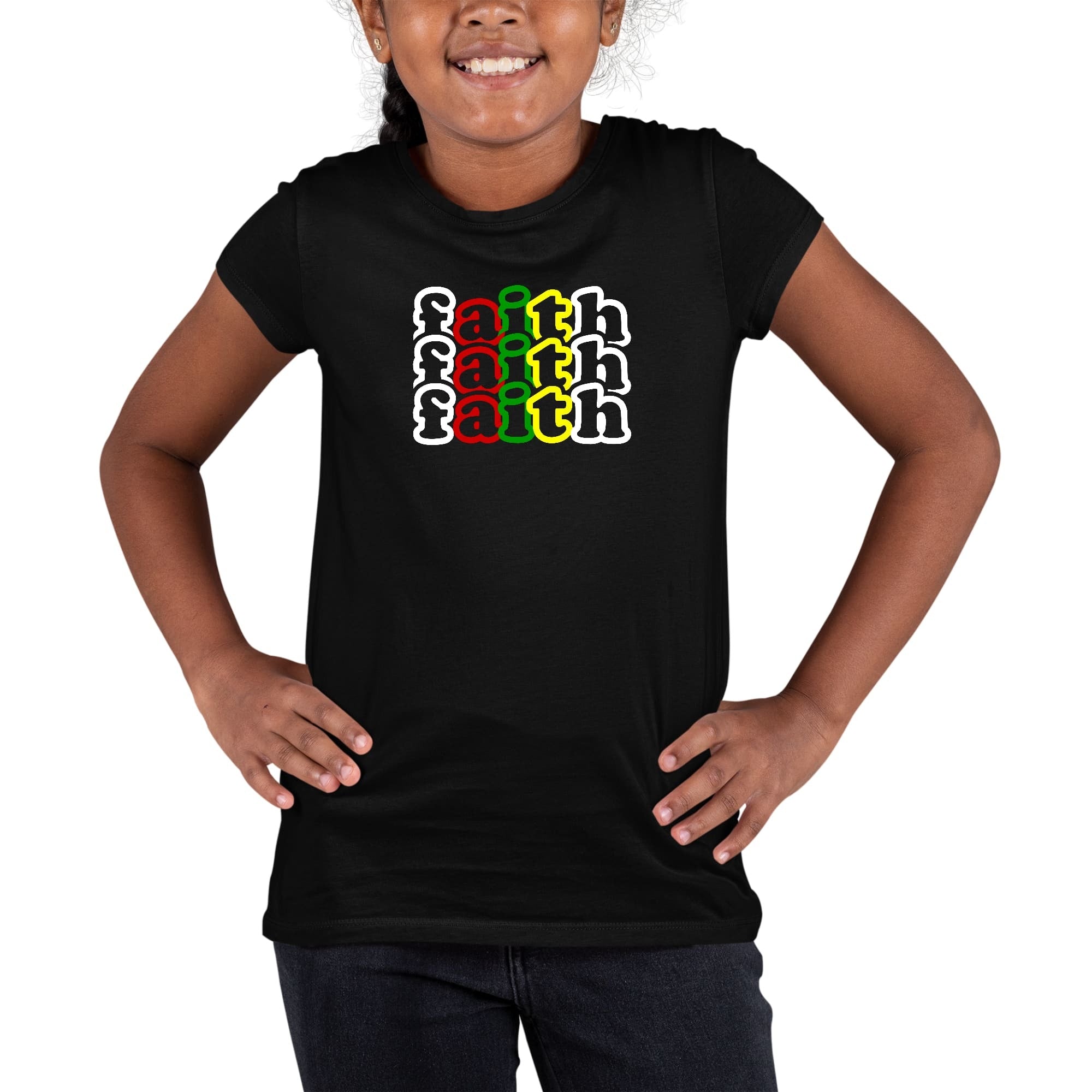 Girls T-shirt Faith Stack Multicolor Illustration