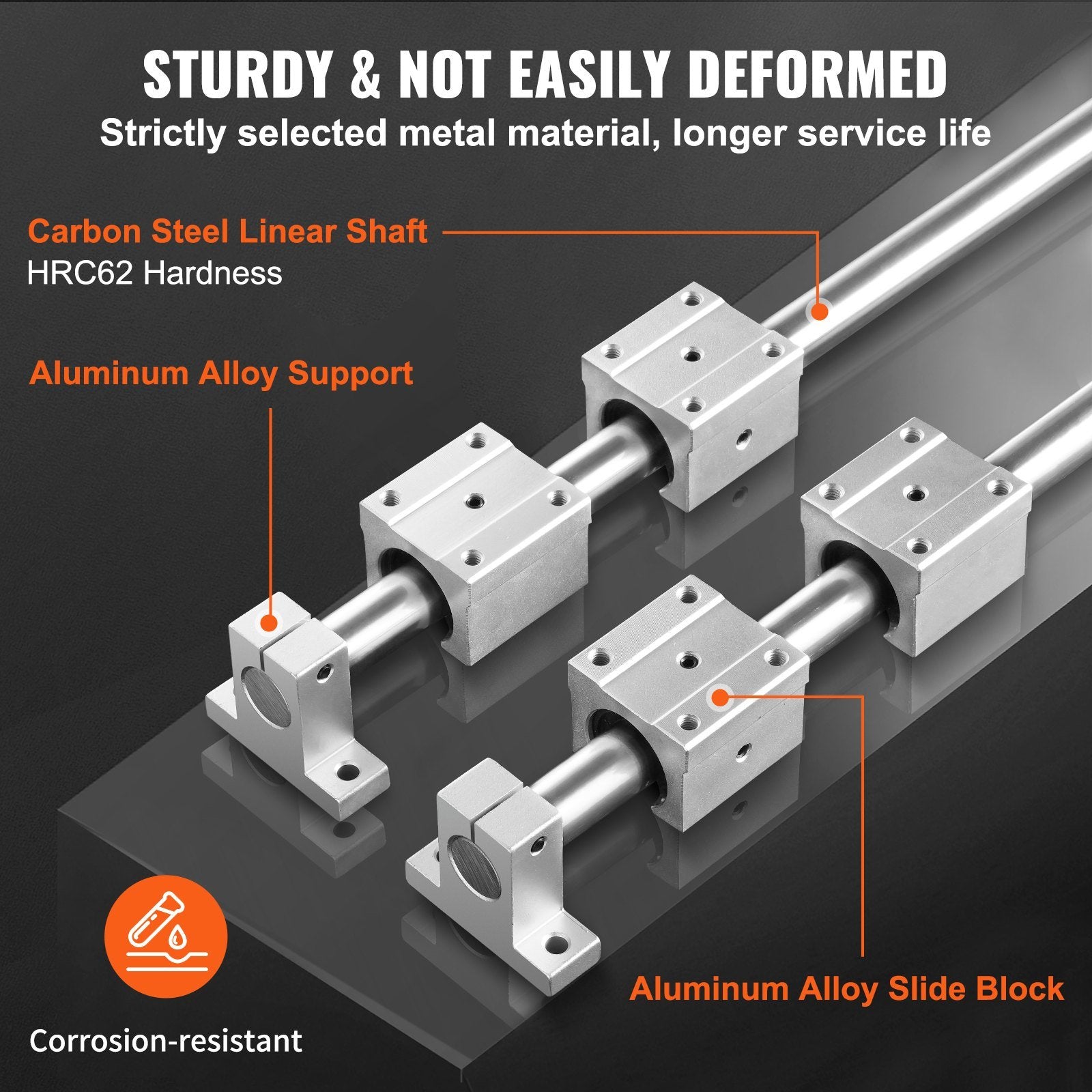 VEVOR Linear Guide Rail Set, SFC20 1200mm, 2 PCS 39.4 in/1000 mm SFC20 Guide Rails 4 PCS SC20 Slide Blocks 4 PCS Rail Supports, Linear Rails and Beari