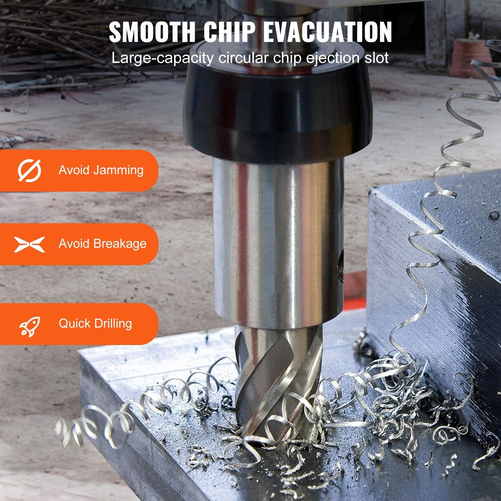 VEVOR Annular Cutter Set, 13 pcs Weldon Shank Mag Drill Bits, 1" Cutting Depth, 7/16" to 1-1/16" Cutting Diameter, M2AL HSS, 2 Pilot Pins, Hex Wrench 