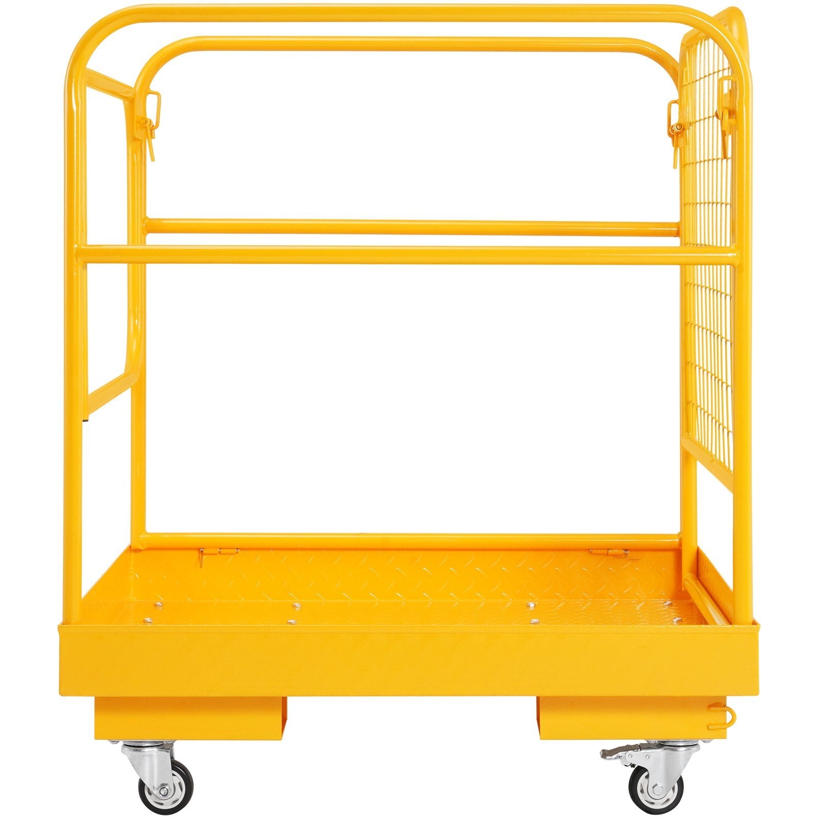 VEVOR Forklift Safety Cage, 1200 lbs Load Capacity, 36 x 36 inches Folding Forklift Work Platform with Lockable Swivel Wheels, Drain Hole & Device Cha