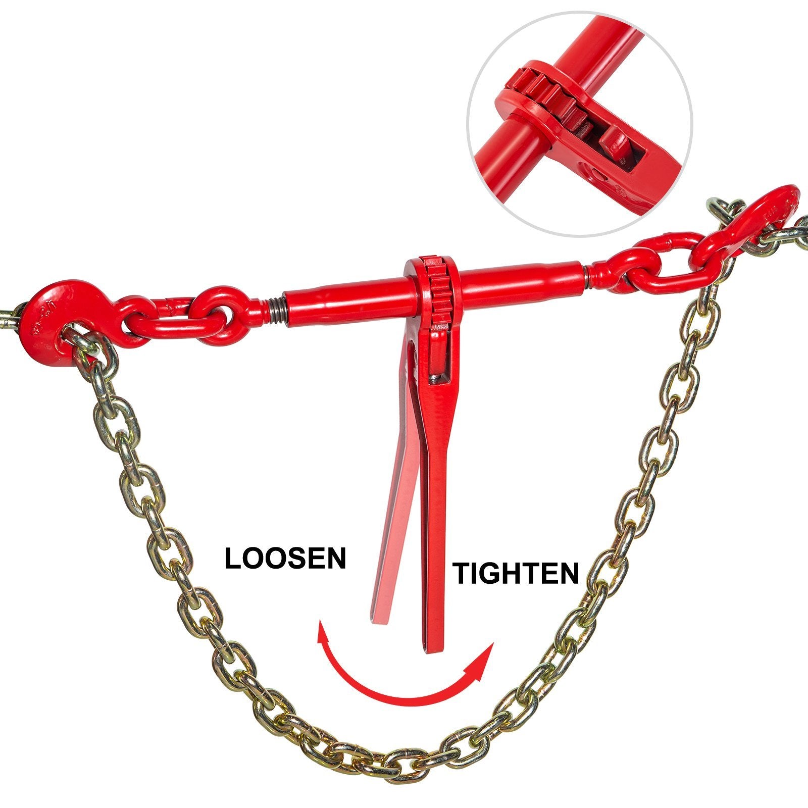 VEVOR Chain and Binder Kit 3/8in-1/2in, Ratchet Load Binders 9215lbs Working Strength, Ratchet Binders and Chains, 3/8in x 10ft Chains w/ G70 Hooks, f