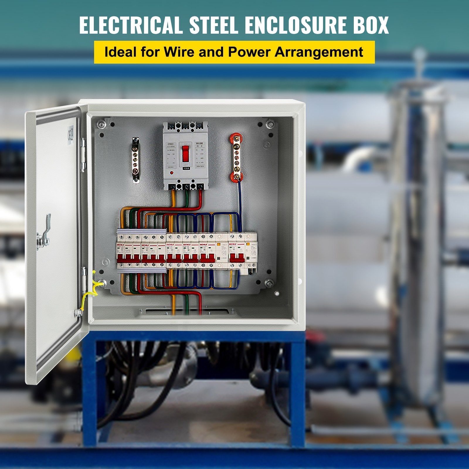 VEVOR NEMA Steel Enclosure, 12 x 12 x 8'' NEMA 4X Steel Electrical Box, IP66 Waterproof & Dustproof, Outdoor/Indoor Electrical Junction Box, with Moun