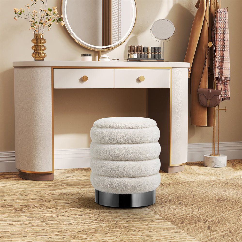 New White Ottoman Bench Foot Stools Small Round Storage Ottoman With Storage For Living Room Ca117 Foam Plush