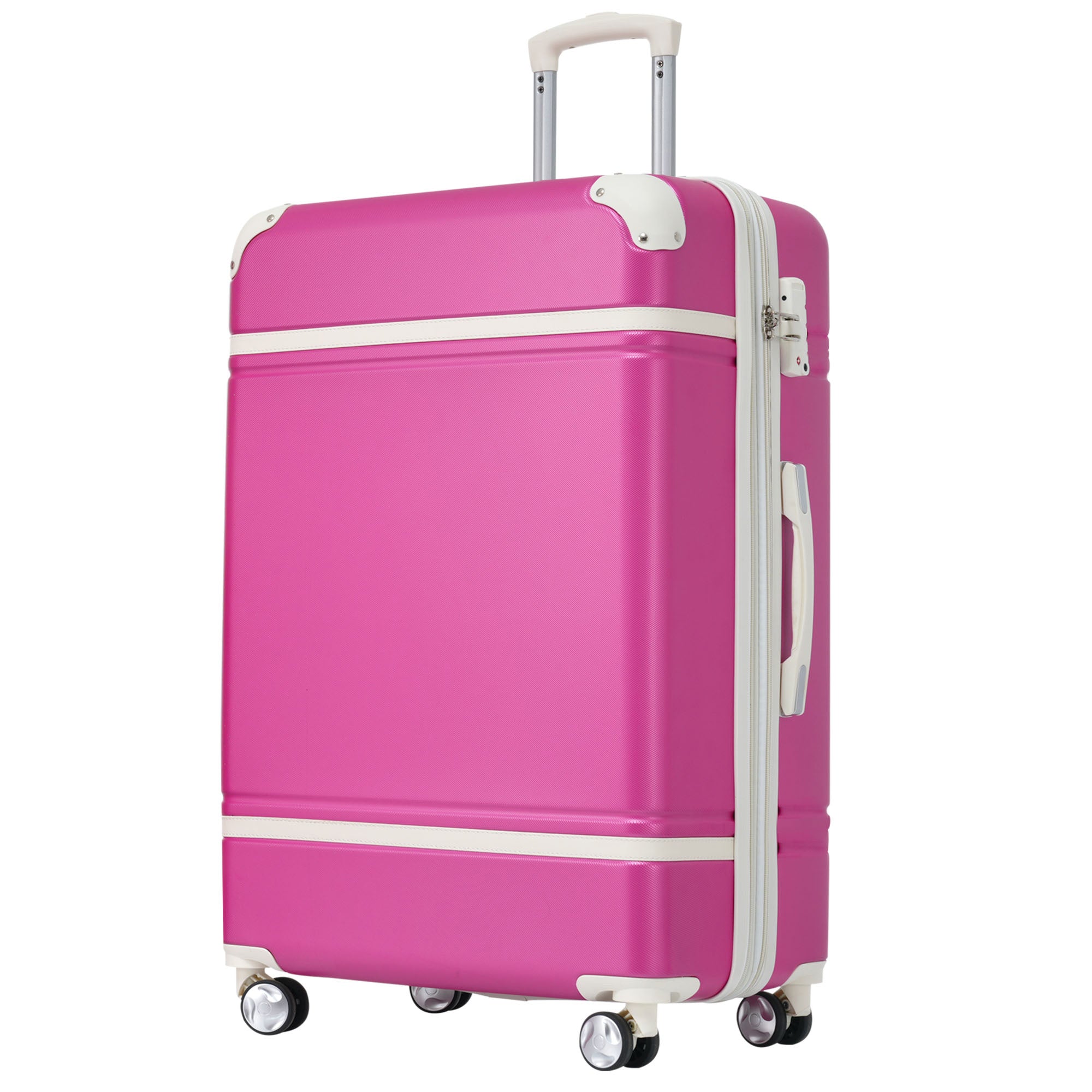 28 IN Luggage 1 Piece with TSA lock , Expandable Lightweight Suitcase Spinner Wheels, Vintage Luggage,Pink