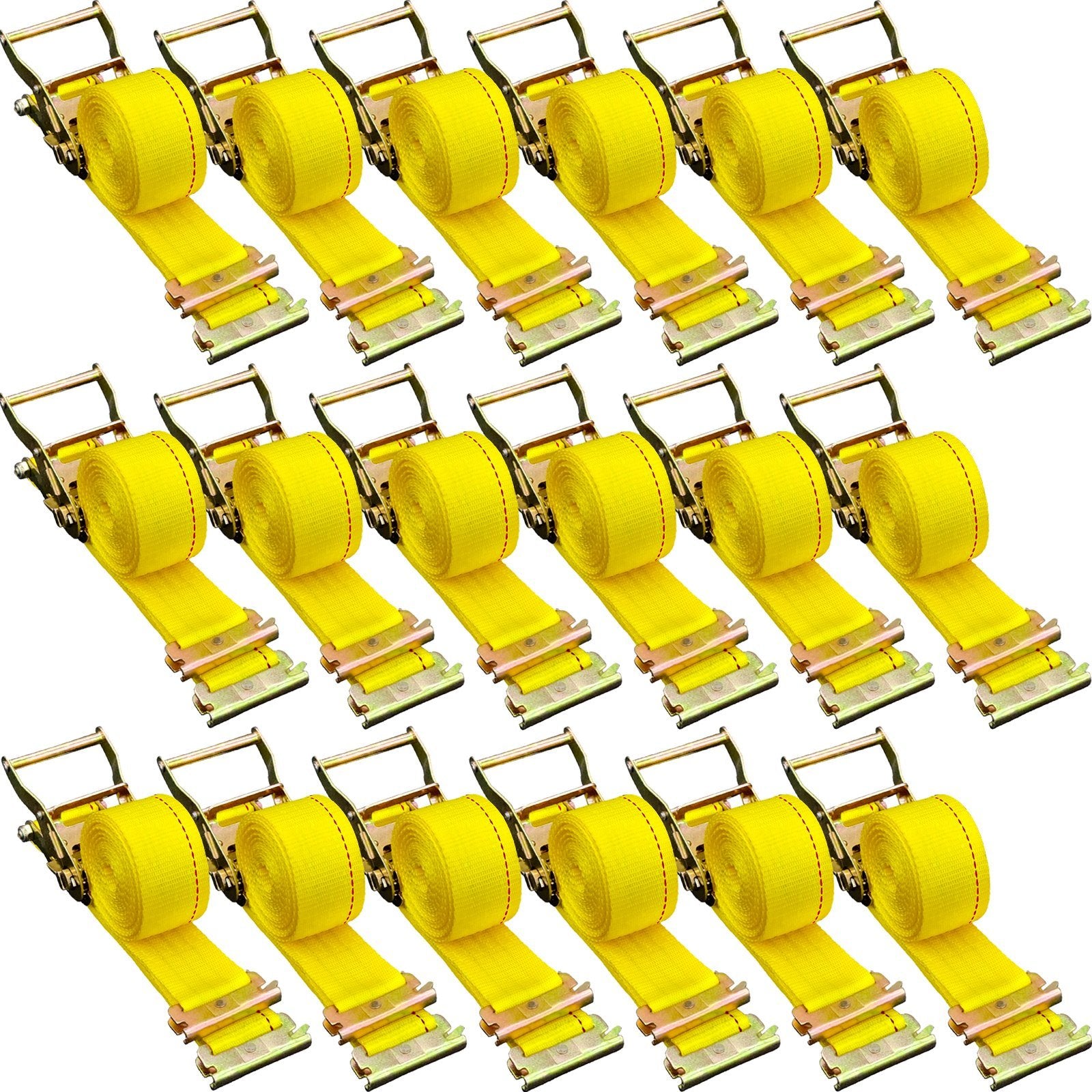 VEVOR E Track Ratchet Strap, 18PCS 2" x 15' E-Track Straps 4400 LBS Breaking Strength, with Polyester Webbing & Spring Fitting & Ratchets, Durable Tie