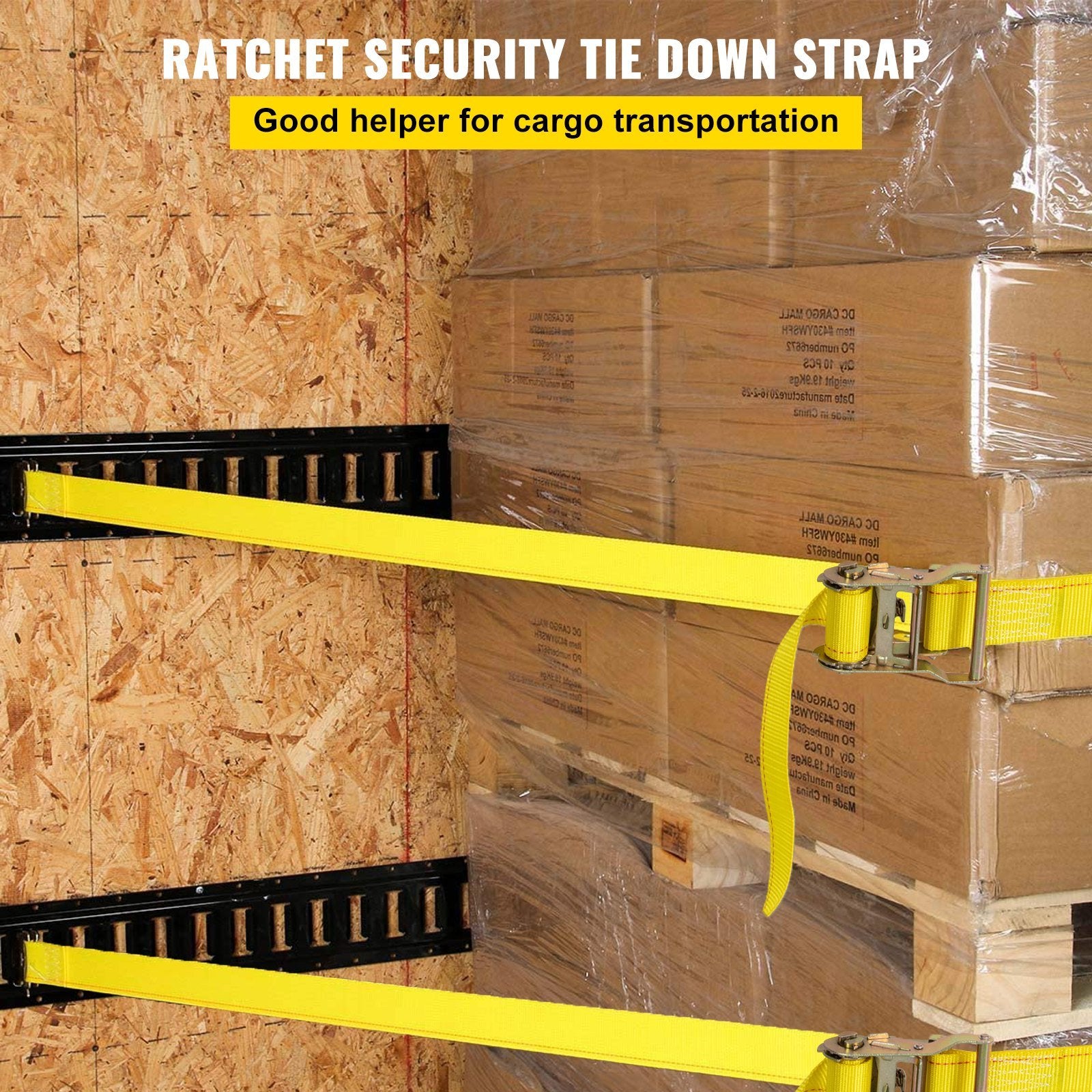 VEVOR E Track Ratchet Strap, 18PCS 2" x 15' E-Track Straps 4400 LBS Breaking Strength, with Polyester Webbing & Spring Fitting & Ratchets, Durable Tie