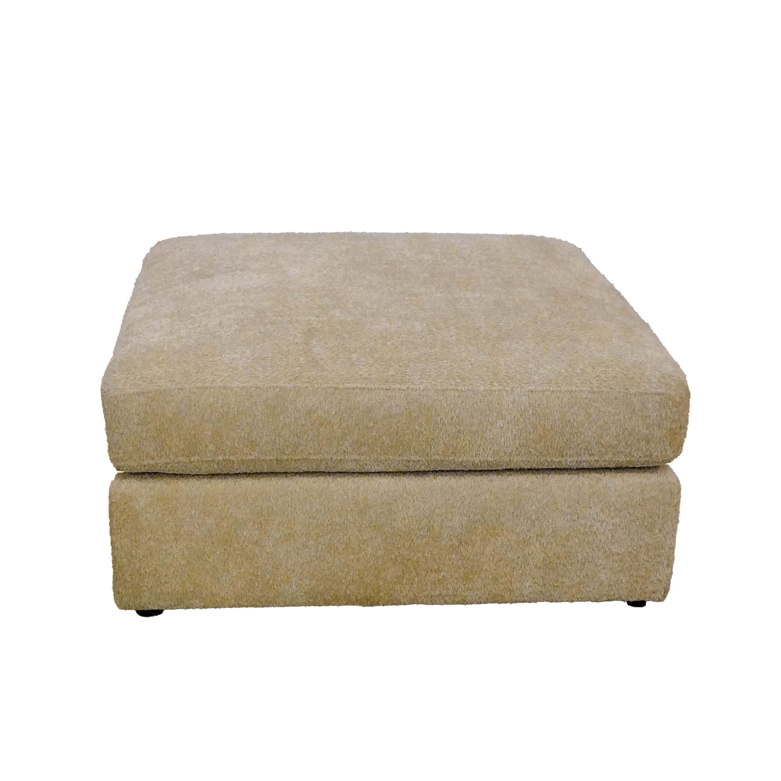 Living Room Ottoman, Soft Linen Fabric Upholstered Ottoman 1-Pc with Thick Padded Cushion, Biege