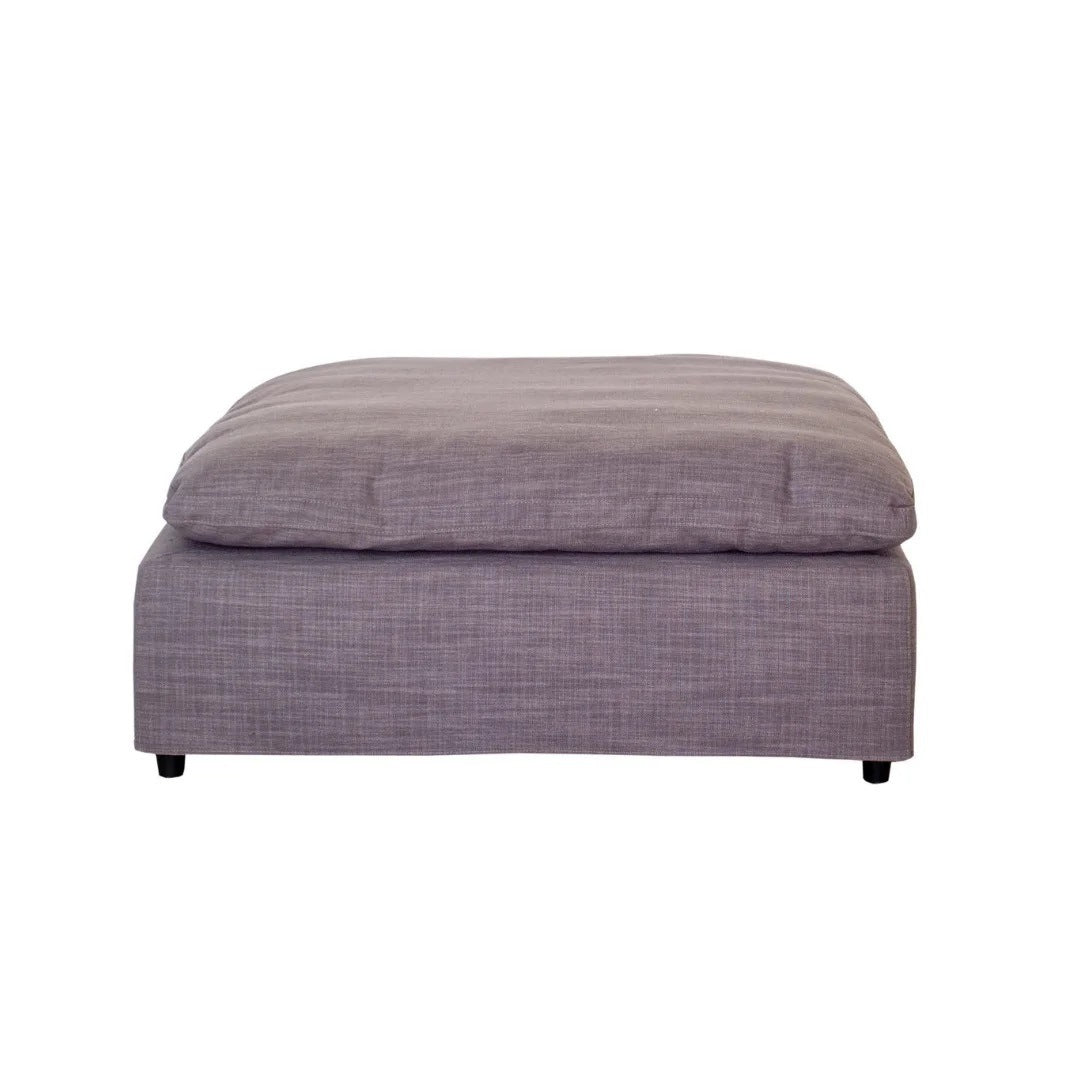 Modern 17" Petite Size Ottoman, Premium Fabric Upholstered 1-Pc Living Room Cube Ottoman with Plush Seat Cushion, Gray