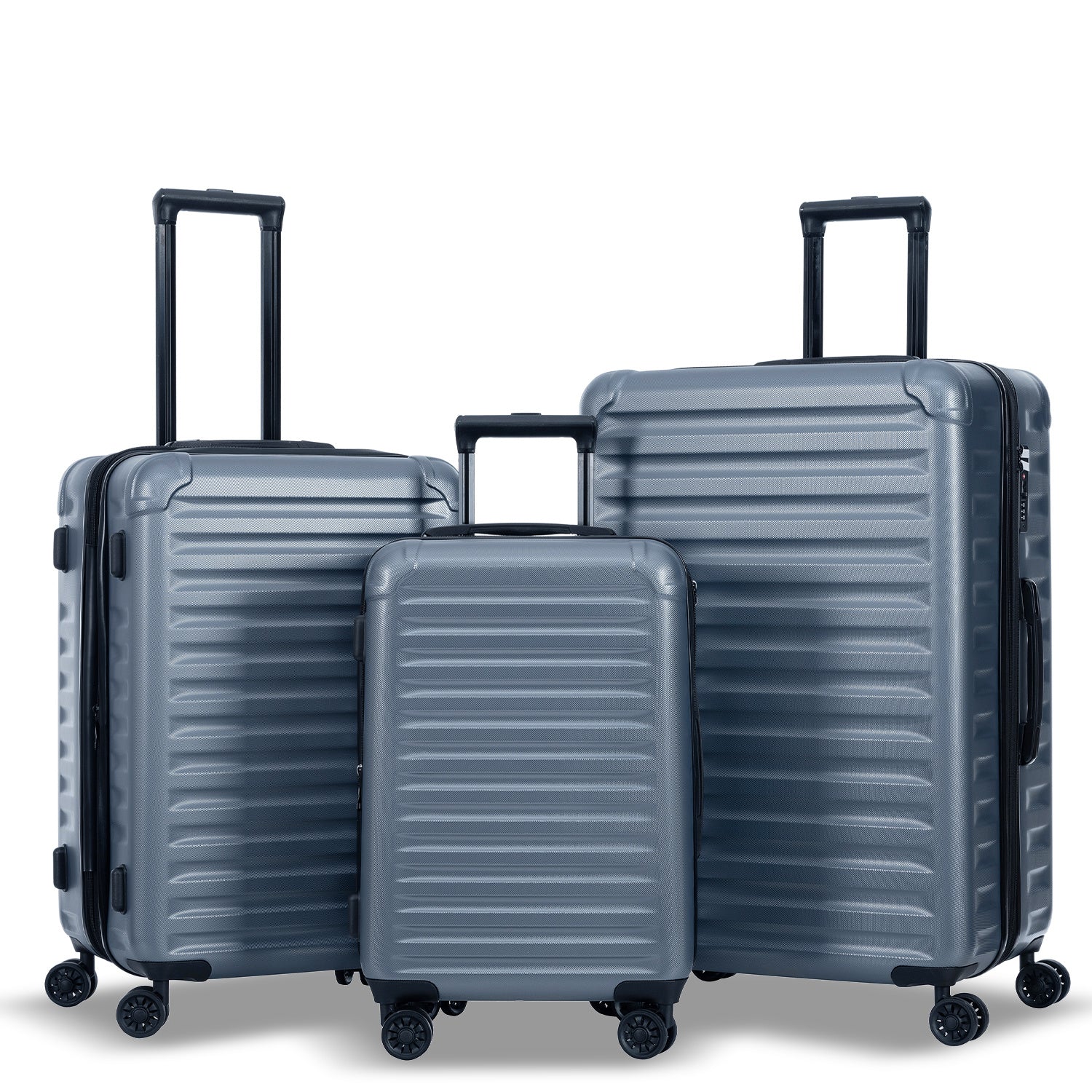 Luggage Sets New Model Expandable ABS+PC 3 Piece Sets with Spinner Wheels Lightweight TSA Lock (20/24/28), STEEL GRAY