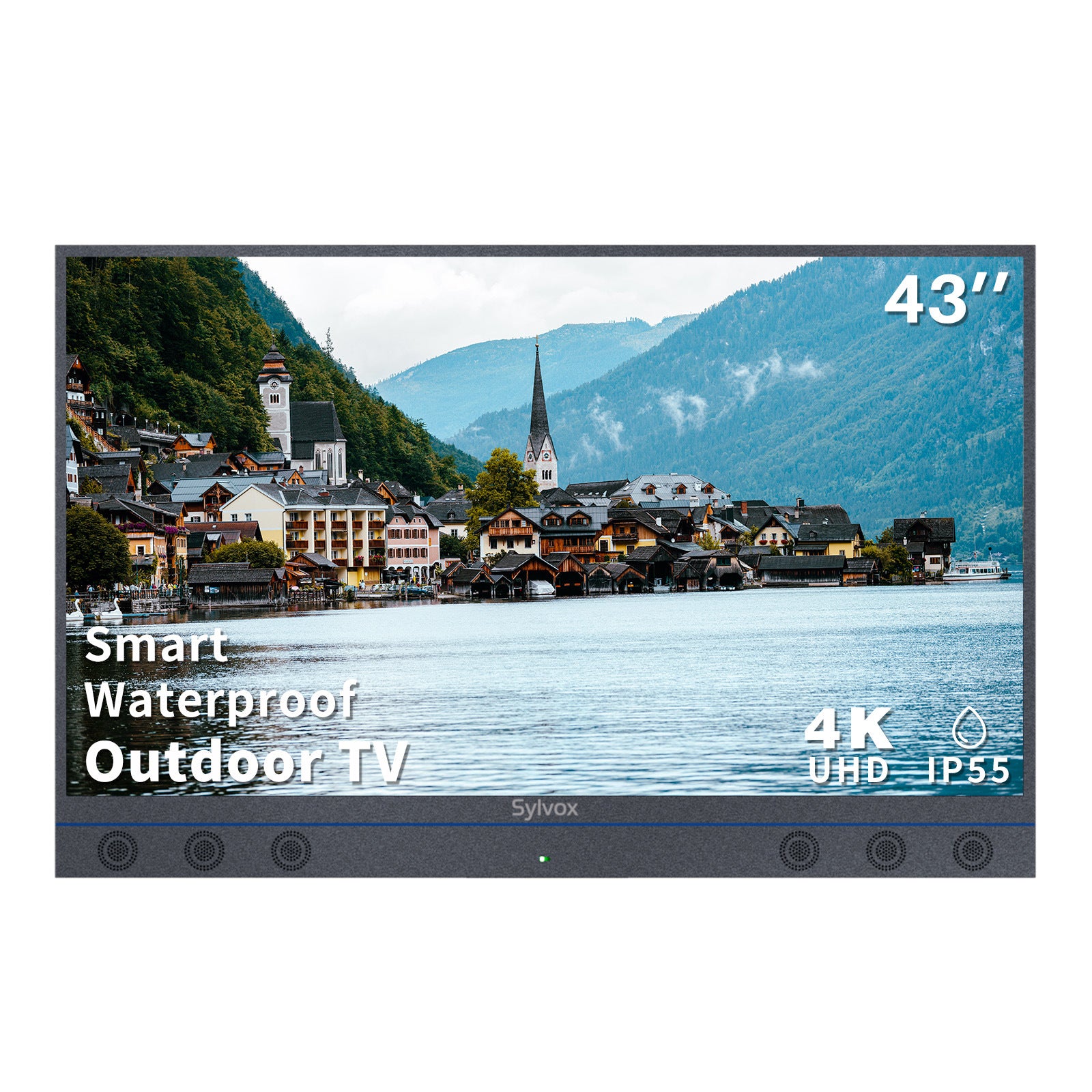 SYLVOX 43inch Outdoor TV, All-in-one Android Smart TV With Audio System, 4K UHD1000 Nits Partial Sun Outdoor Television, IP55Waterproof (Garden Series)