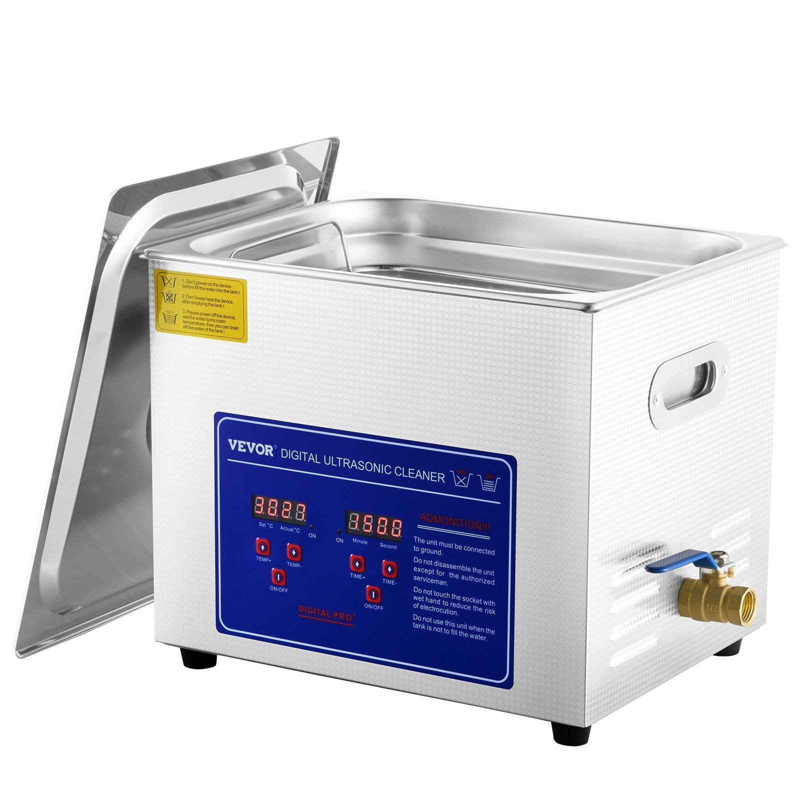 VEVOR Professional Ultrasonic Cleaner 10L/2.5 Gal, Easy to Use with Digital Timer & Heater, Stainless Steel Industrial Machine for Jewelry Dentures Sm
