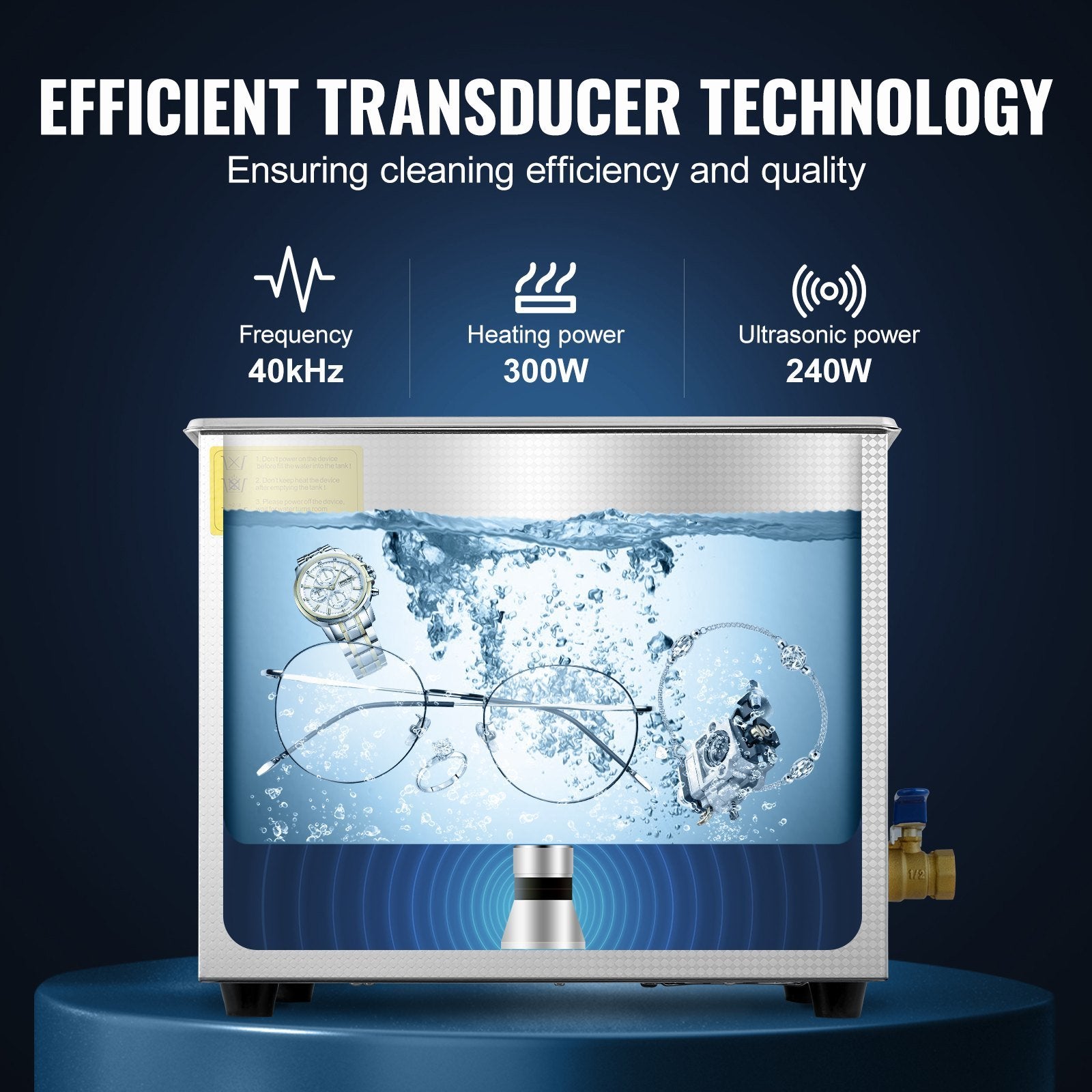VEVOR Professional Ultrasonic Cleaner 10L/2.5 Gal, Easy to Use with Digital Timer & Heater, Stainless Steel Industrial Machine for Jewelry Dentures Sm