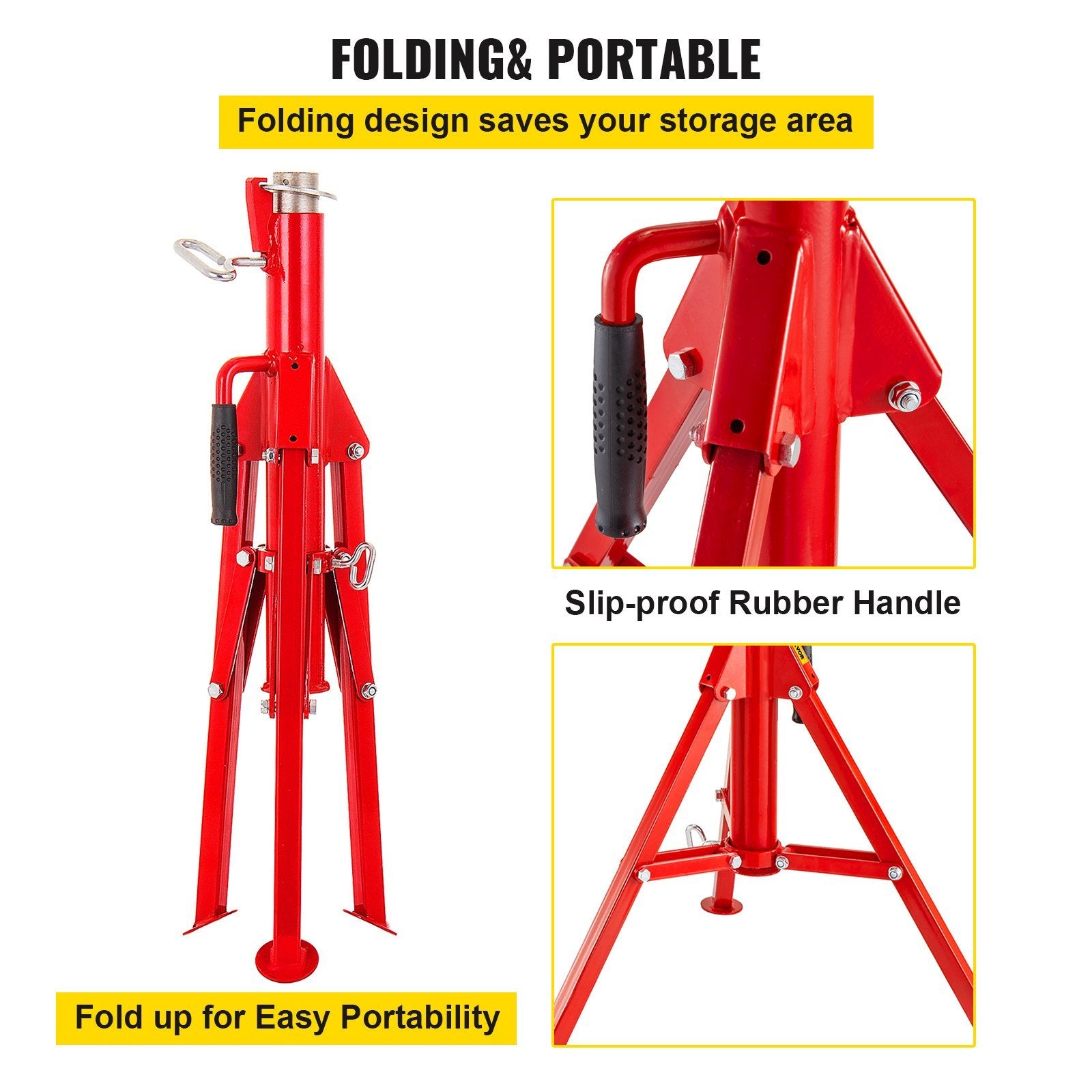 VEVOR V Head Pipe Stand Adjustable Height 28-52 Inch, Pipe Jack Stands 2500 LB. Capacity,Folding Portable Pipe Stands 1/2 to 12 Inch Pipe Supporting,S