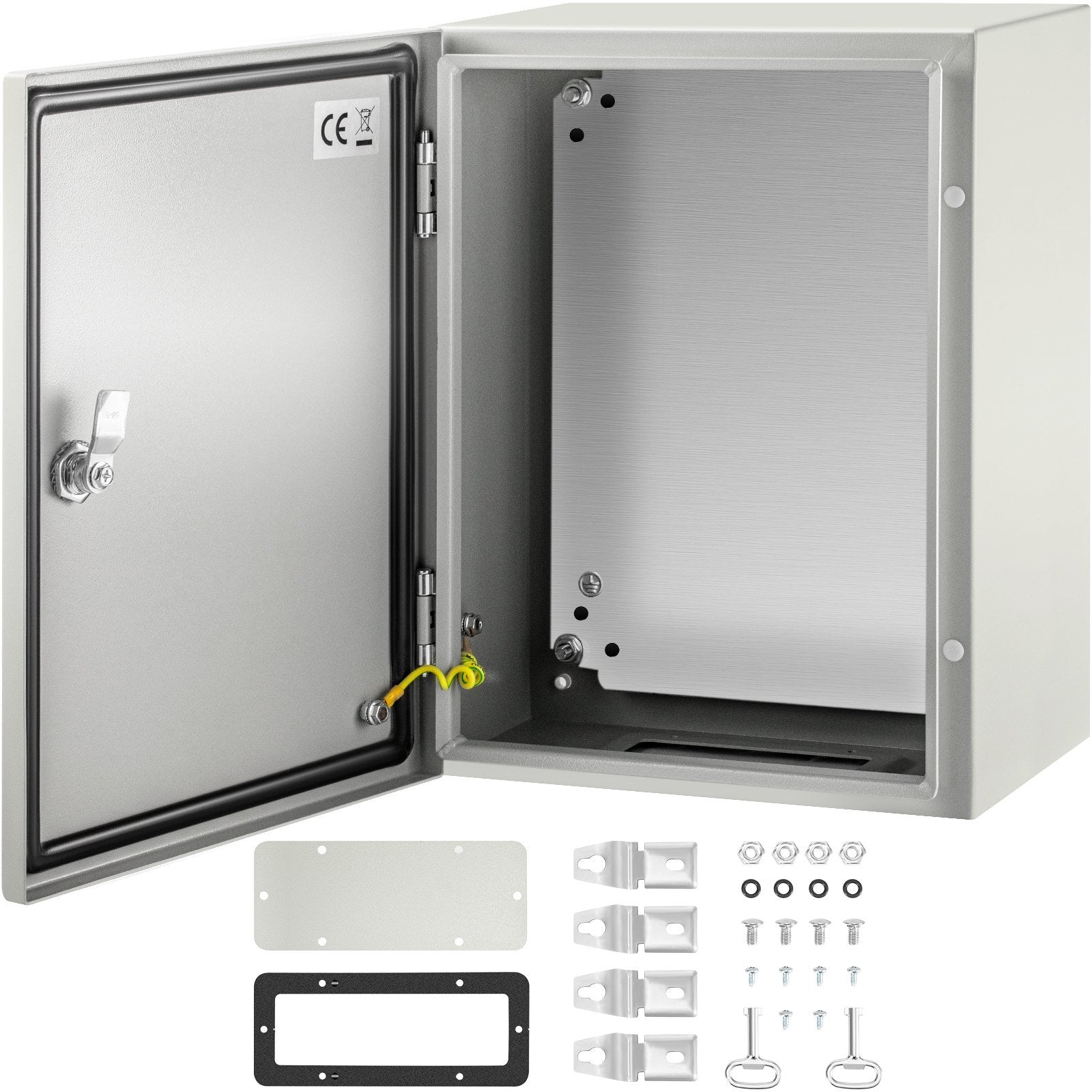 VEVOR NEMA Steel Enclosure, 16 x 12 x 8'' NEMA 4X Steel Electrical Box, IP66 Waterproof & Dustproof, Outdoor/Indoor Electrical Junction Box, with Moun
