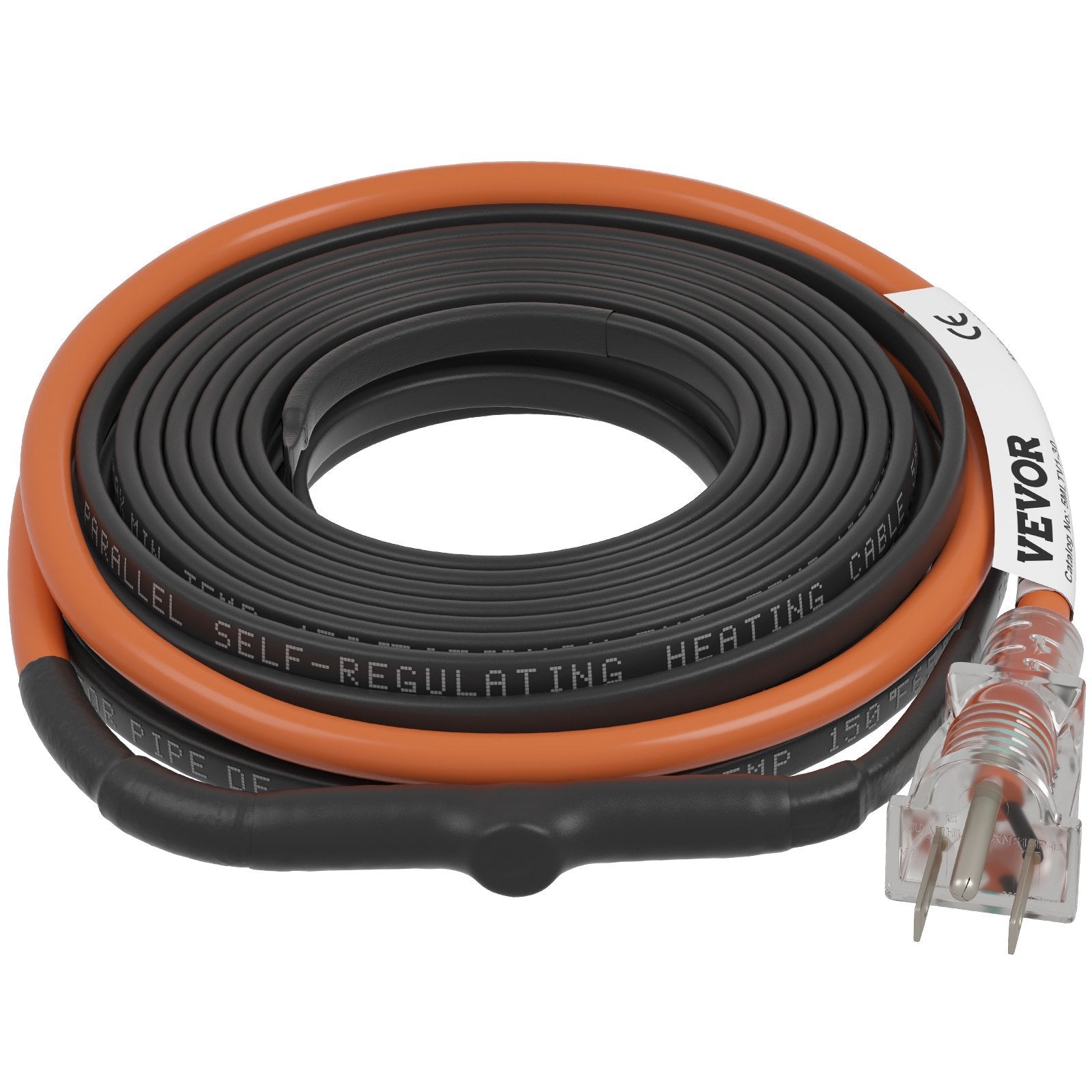 VEVOR Self-Regulating Pipe Heating Cable, 30-feet 5W/ft Heat Tape for Pipes Freeze Protection, Protects PVC Hose, Metal and Plastic Pipe from Freezing
