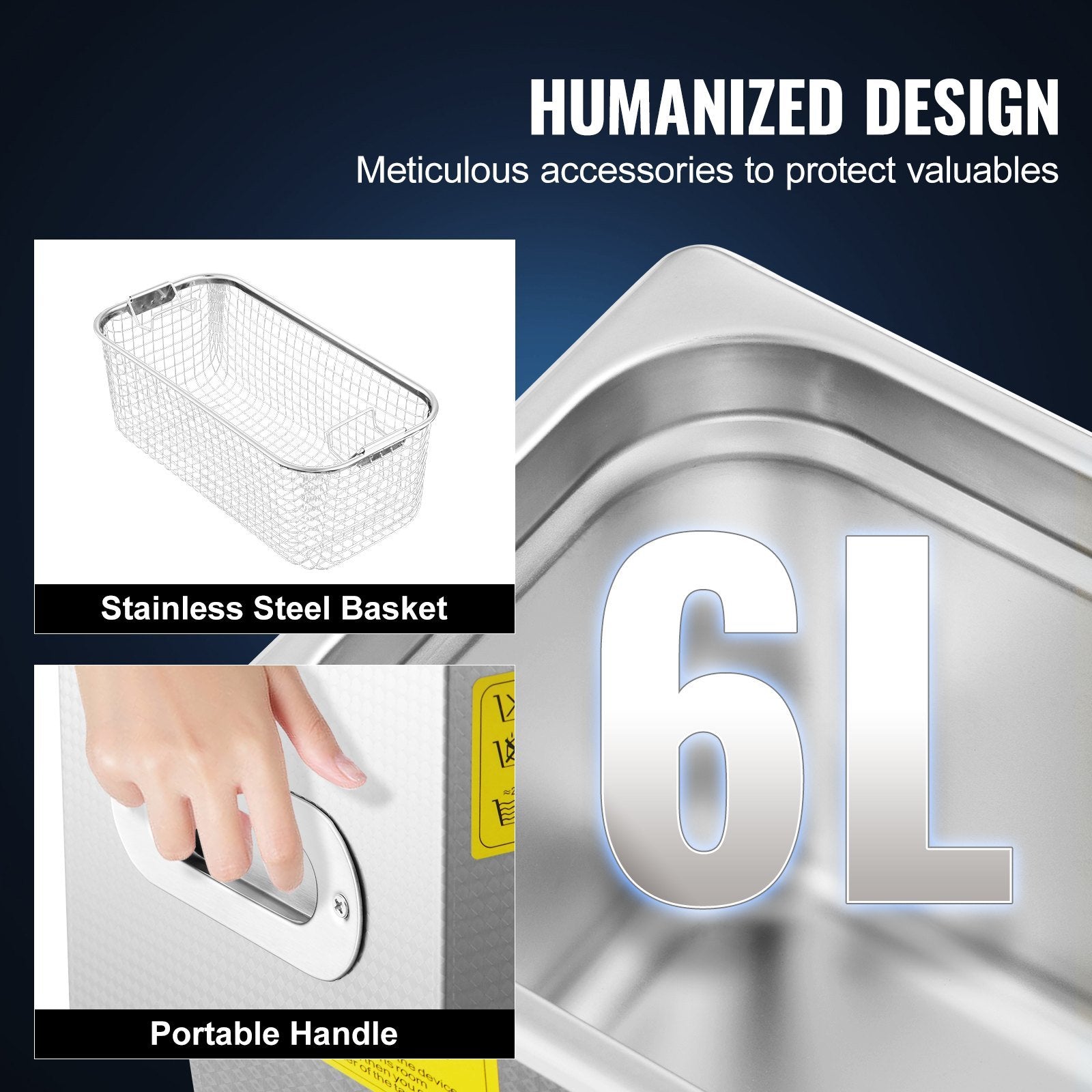 VEVOR Commercial Ultrasonic Cleaner 6L Professional Ultrasonic Cleaner 40kHz with Digital Timer&Heater 110V Excellent Cleaning Machine for Watch Instr
