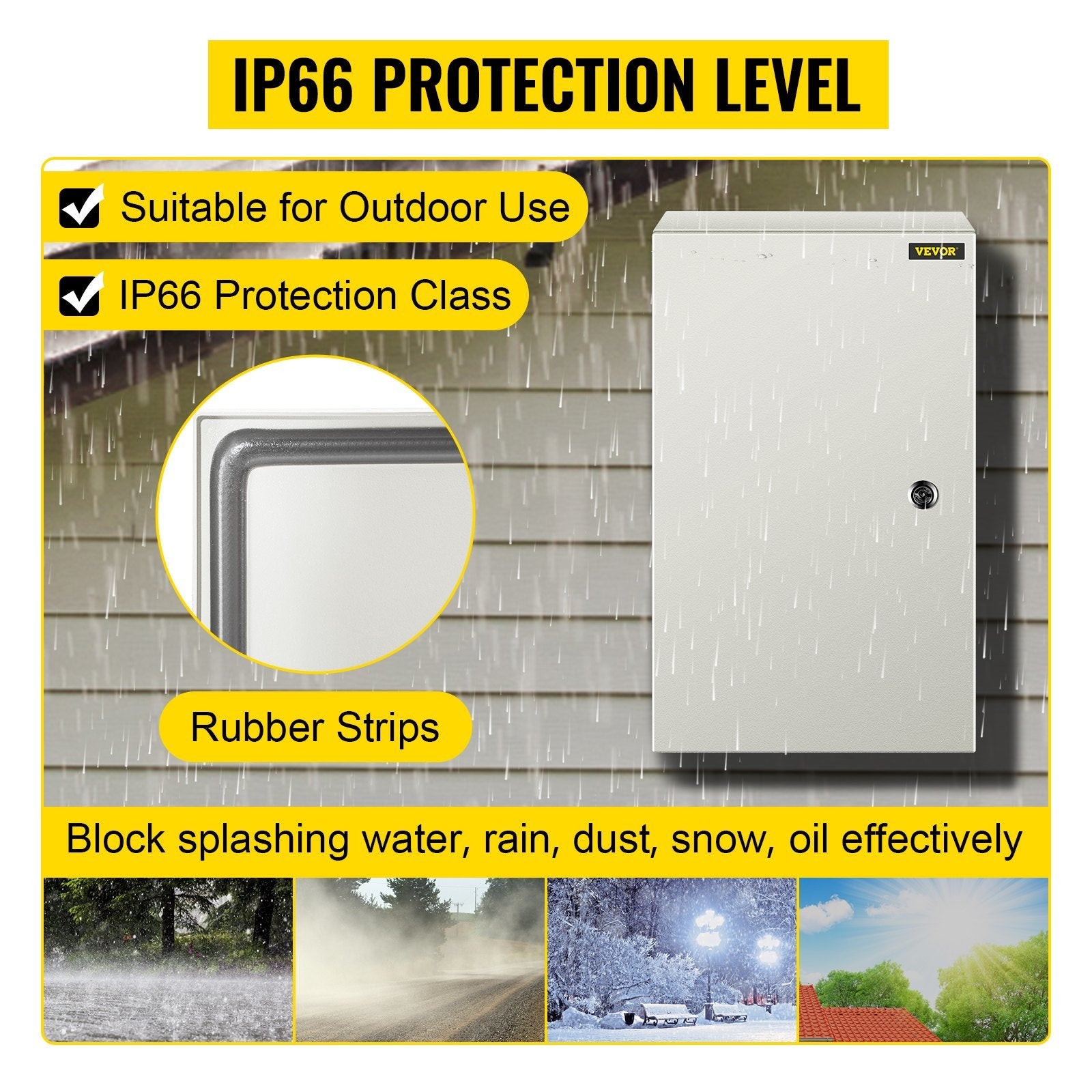 VEVOR NEMA Steel Enclosure, 20 x 12 x 10'' NEMA 4X Steel Electrical Box, IP66 Waterproof & Dustproof, Outdoor/Indoor Electrical Junction Box, with Mou