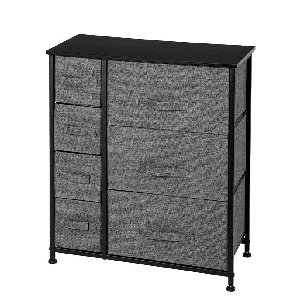 Dresser With 7 Drawers - Furniture Storage Tower Unit For Bedroom, Hallway, Closet, Office Organization - Steel Frame, Wood Top, Easy Pull Fabric Bins, Grey