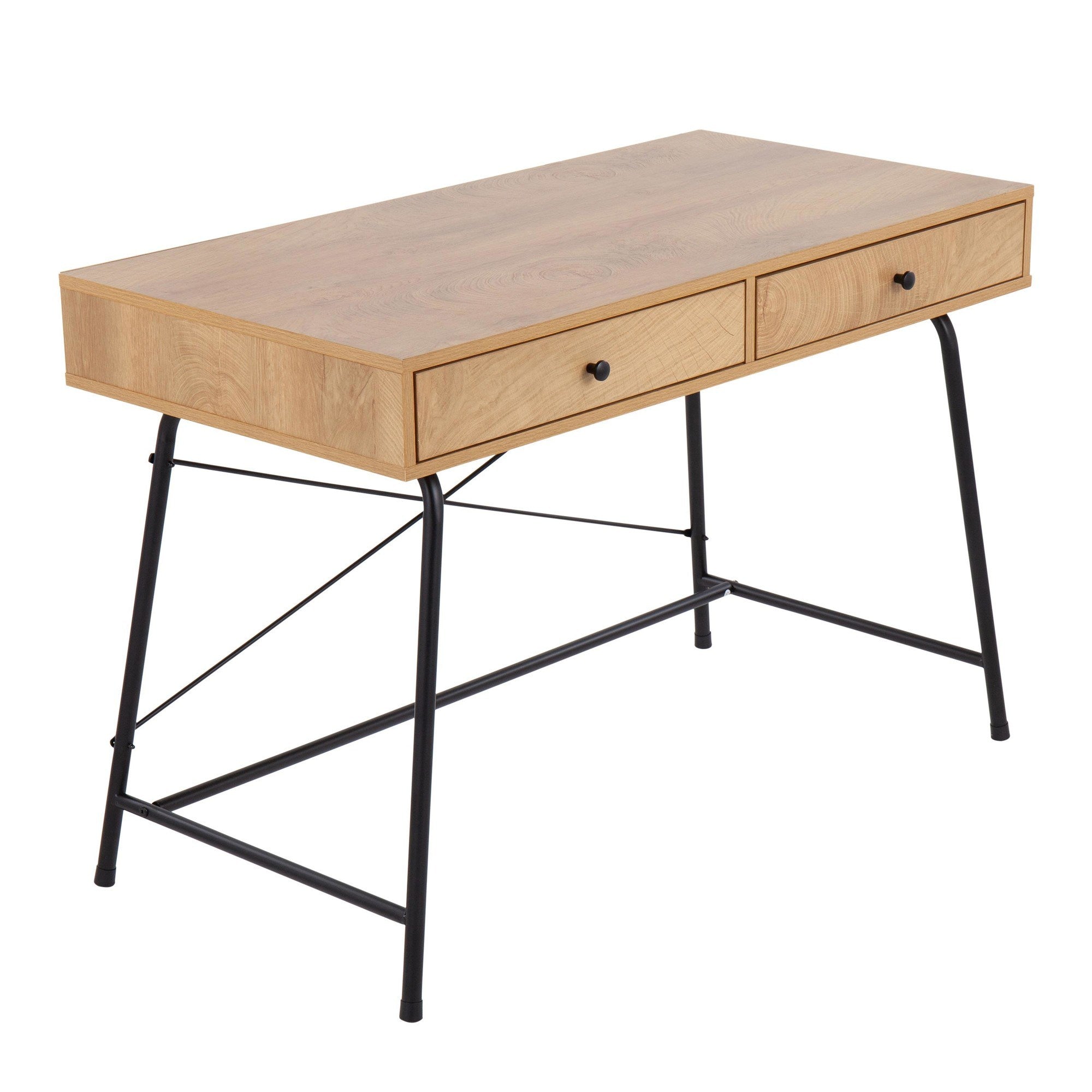 Casper Industrial Desk in Black Steel and Brown Wood by LumiSource