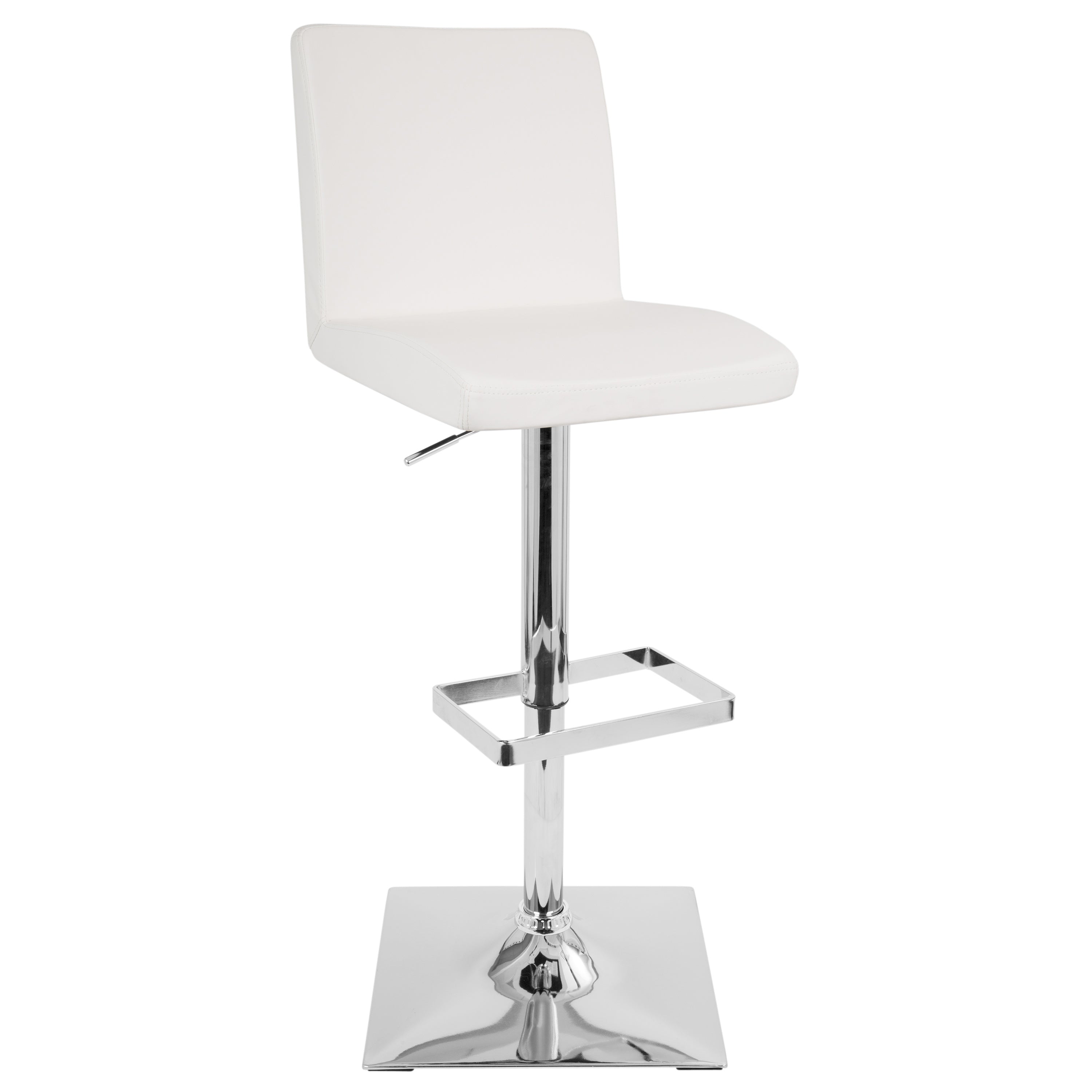 Captain Contemporary Adjustable Barstool with Swivel in White Faux Leather by LumiSource