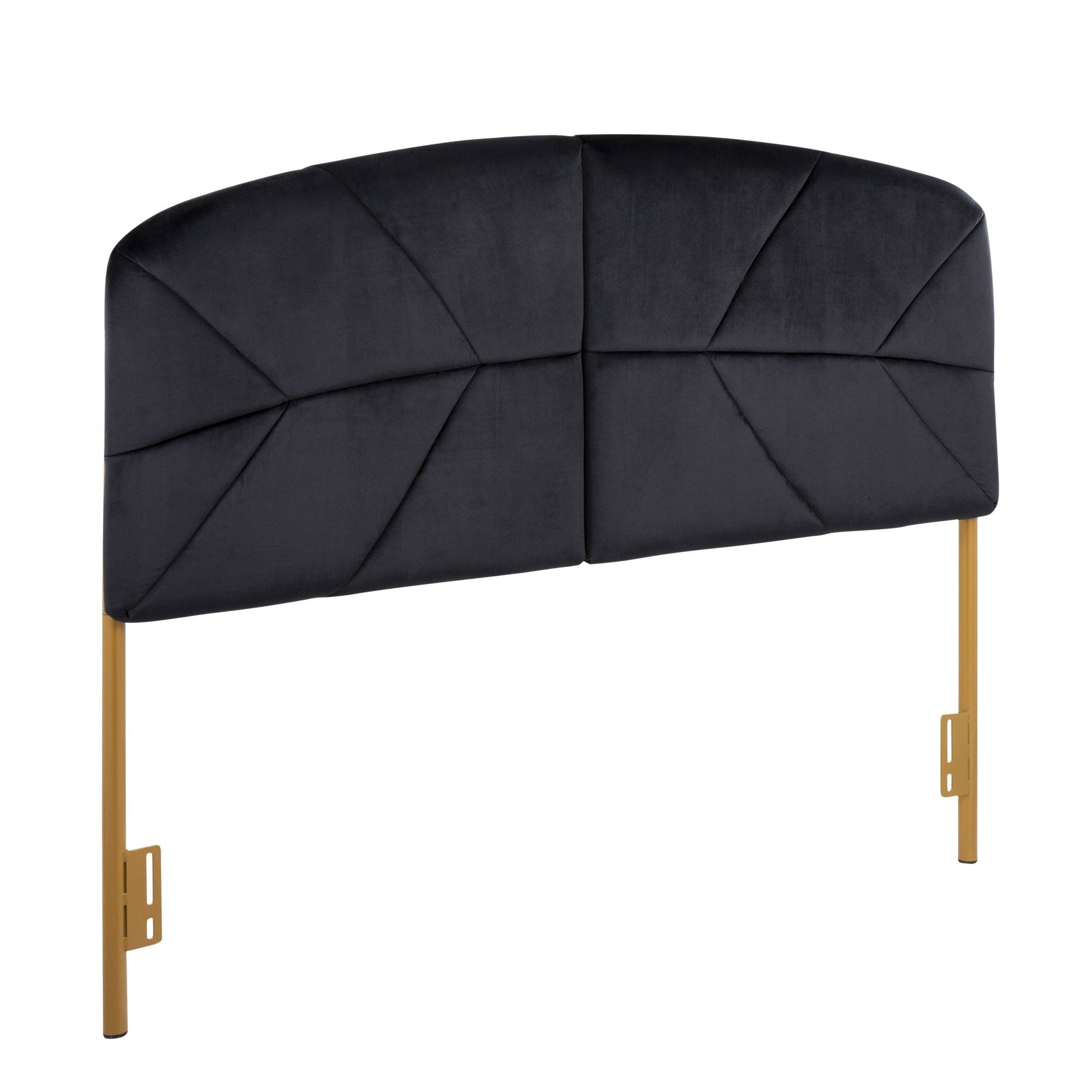 Lindsey Contemporary/Glam Queen Headboard in Gold Steel and Black Velvet by LumiSource