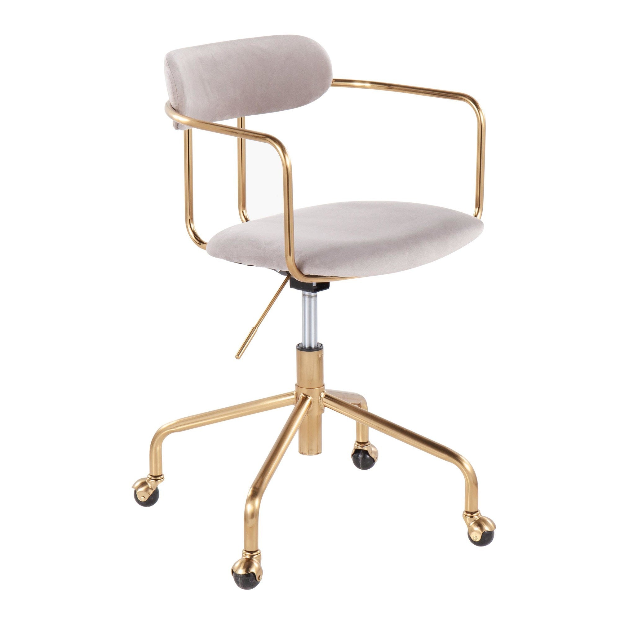 Demi Contemporary Office Chair in Gold Metal and Silver Velvet by LumiSource