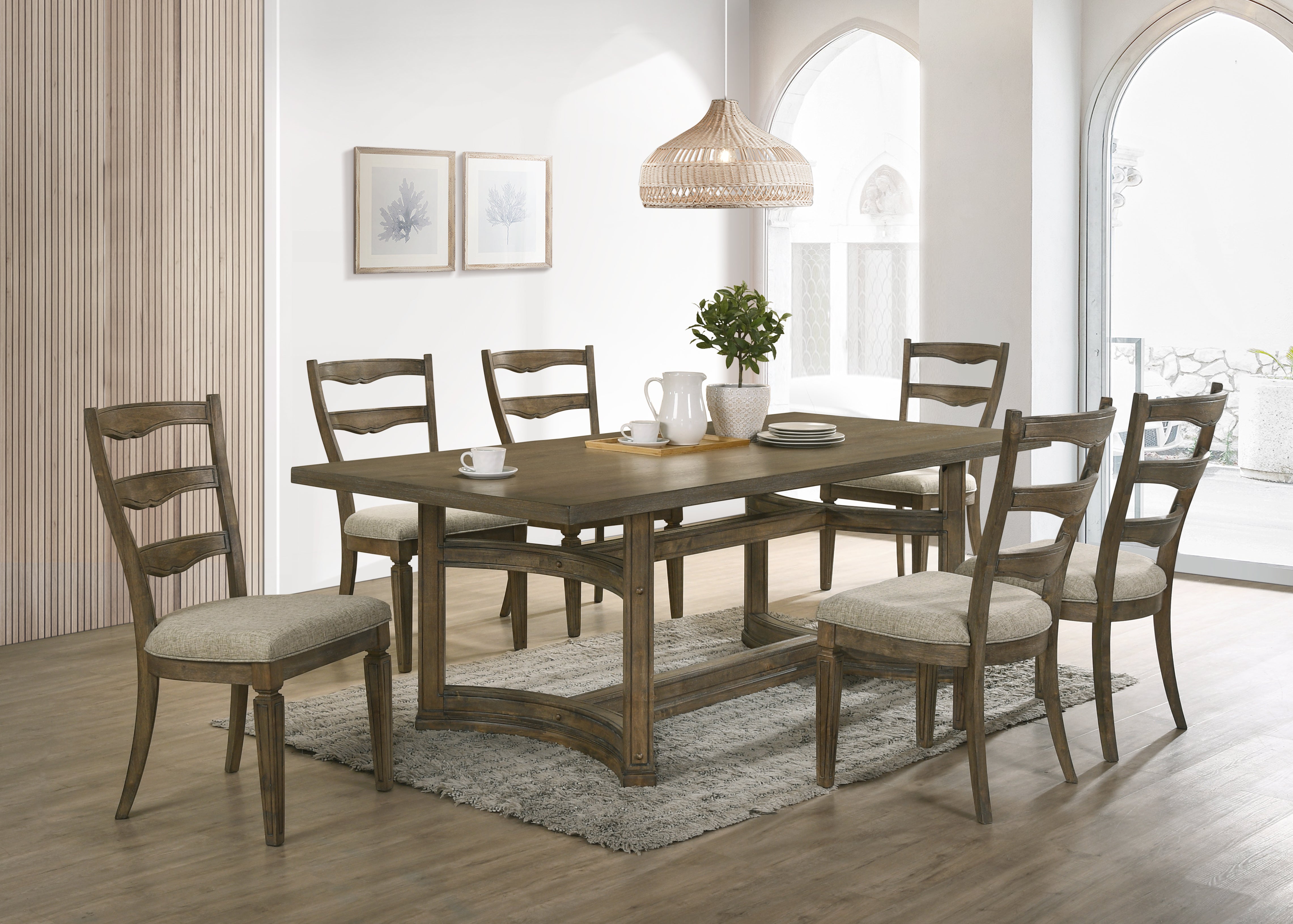 ACME Parfield Dining Table, Weathered Oak Finish DN01807