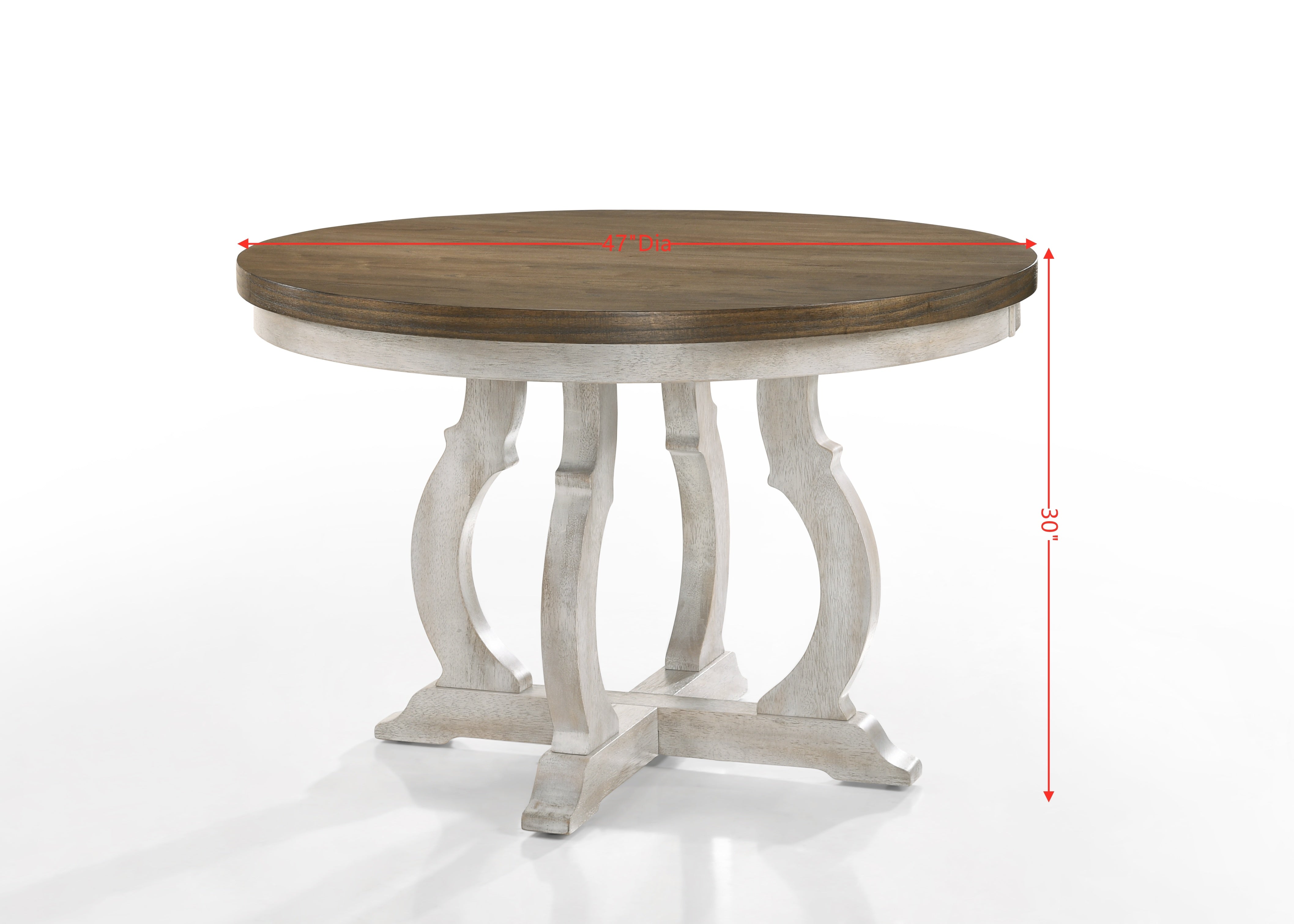 ACME Cillin Round Dining Table, Walnut & Antique White Finish DN01805