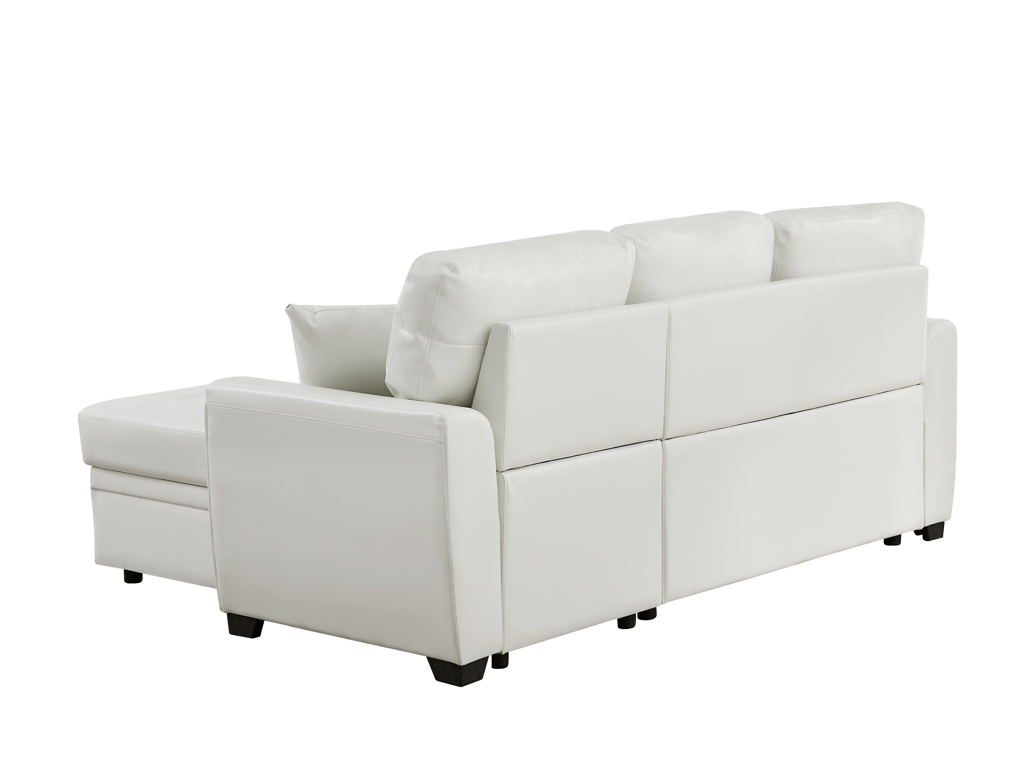 2049 White PU leather upholstered sleeper sofa combination