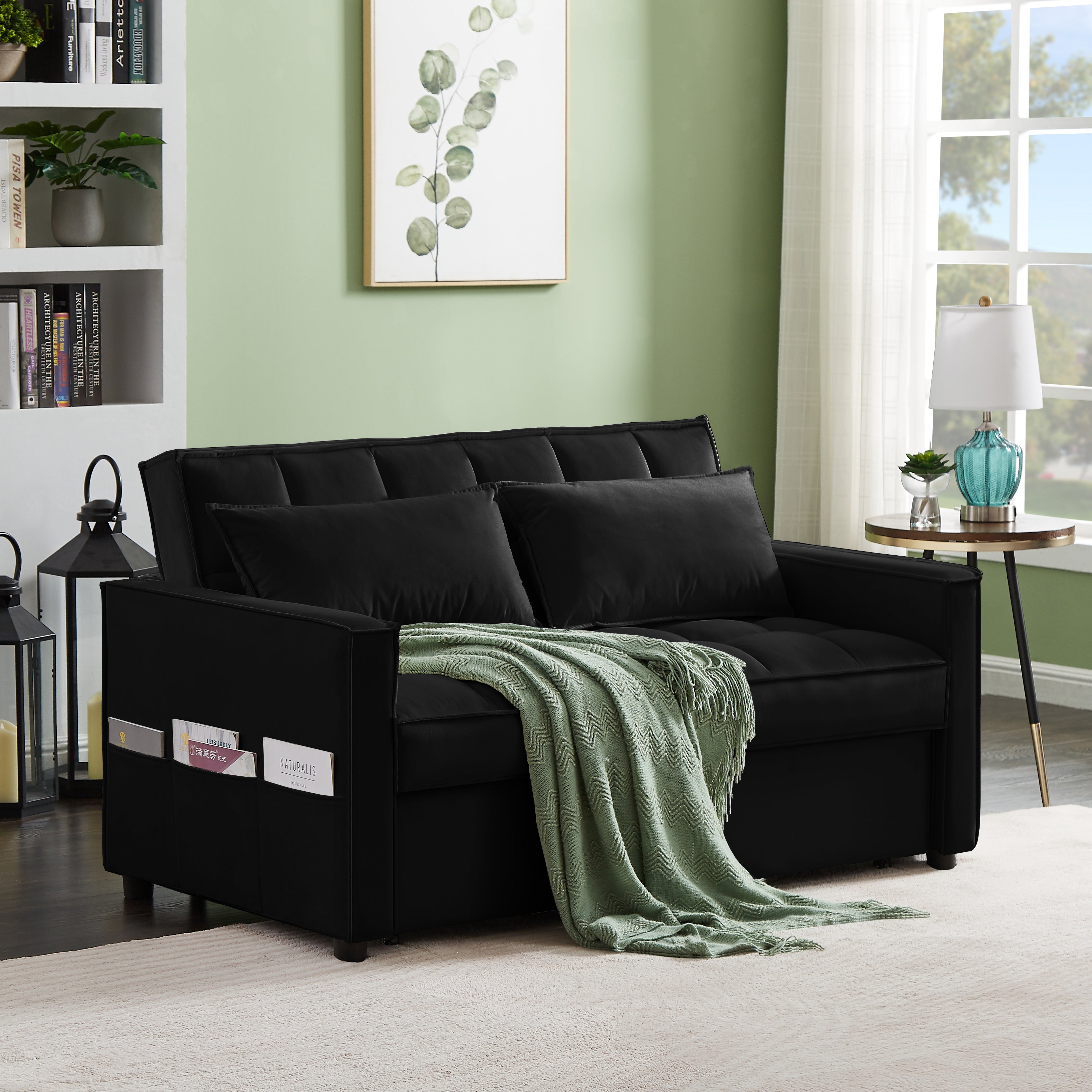 2061-Black two-person sofa bed