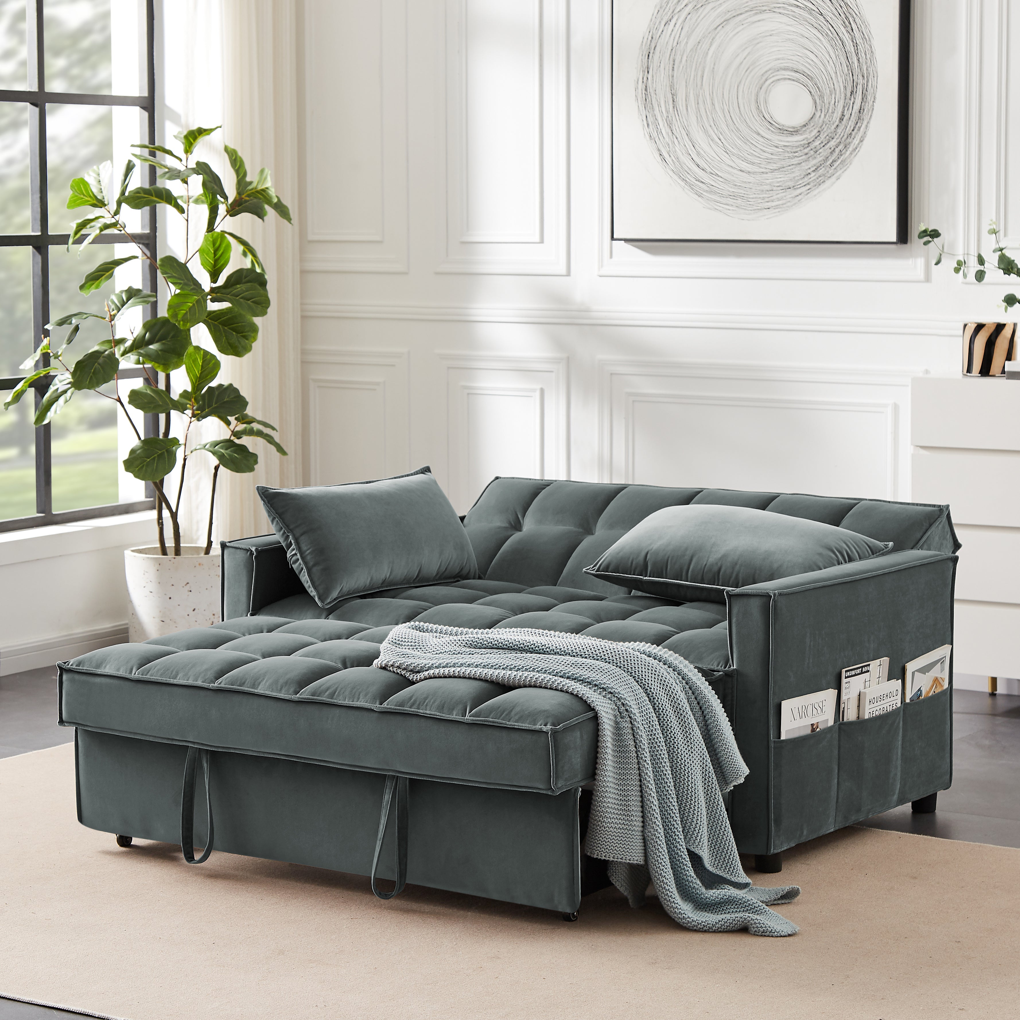 2061-Grey Two-Person Sofa Bed