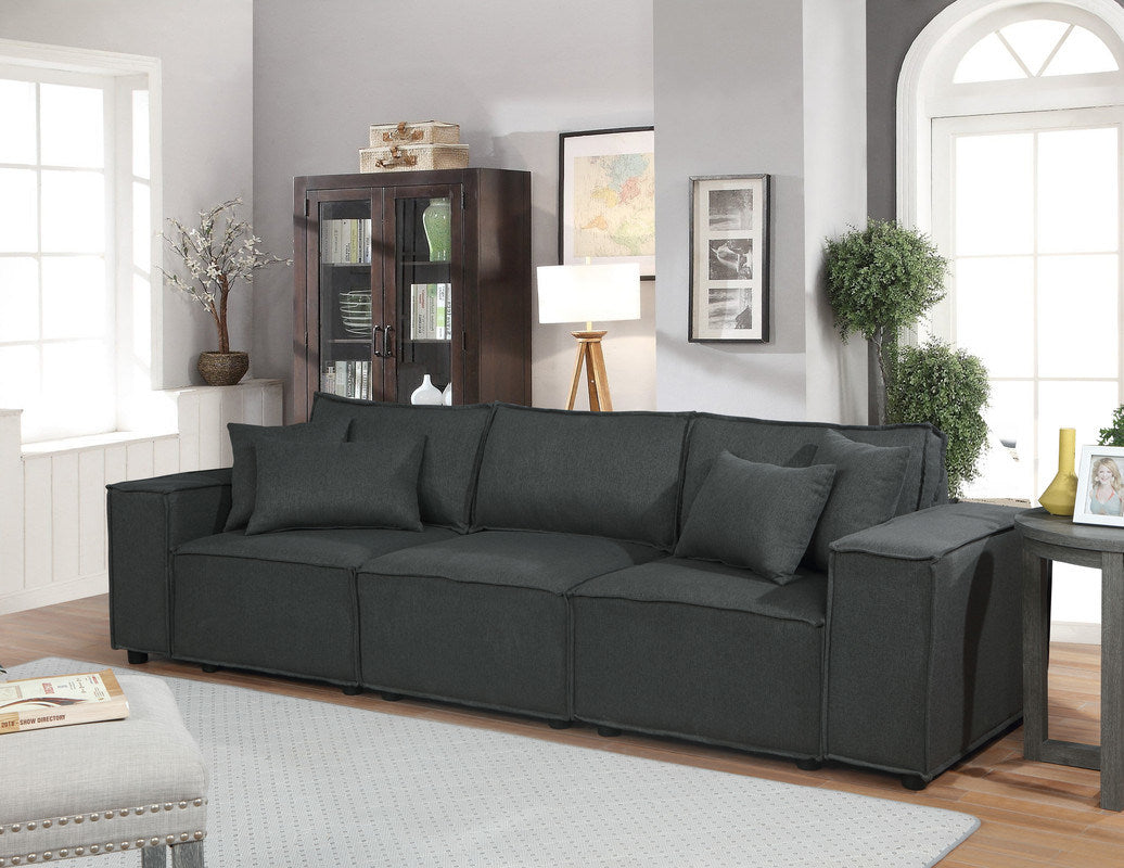 Annabel 104" Sofa in Dark Gray Linen