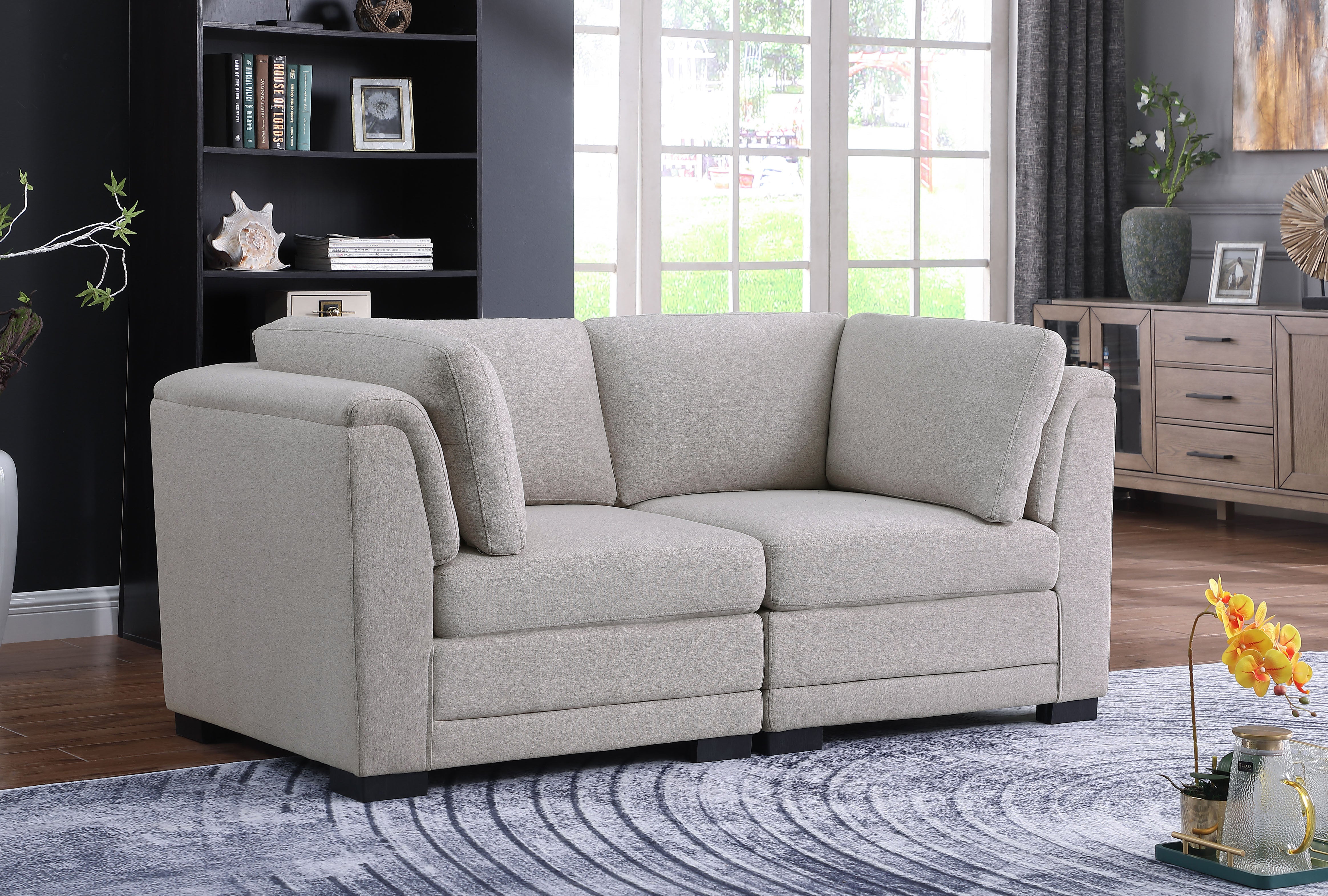 Kristin 70.5" Light Gray Linen Fabric Loveseat