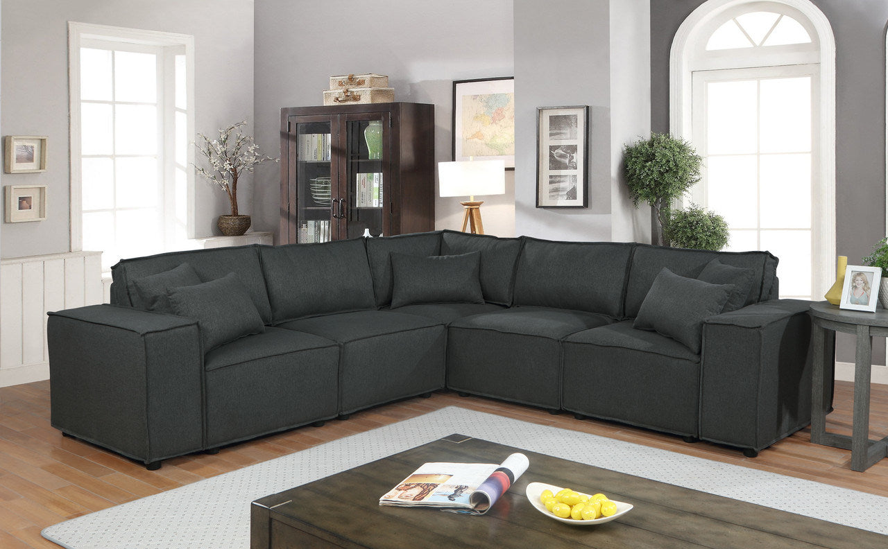 Jenson 99" Modular Sectional Sofa in Dark Gray Linen