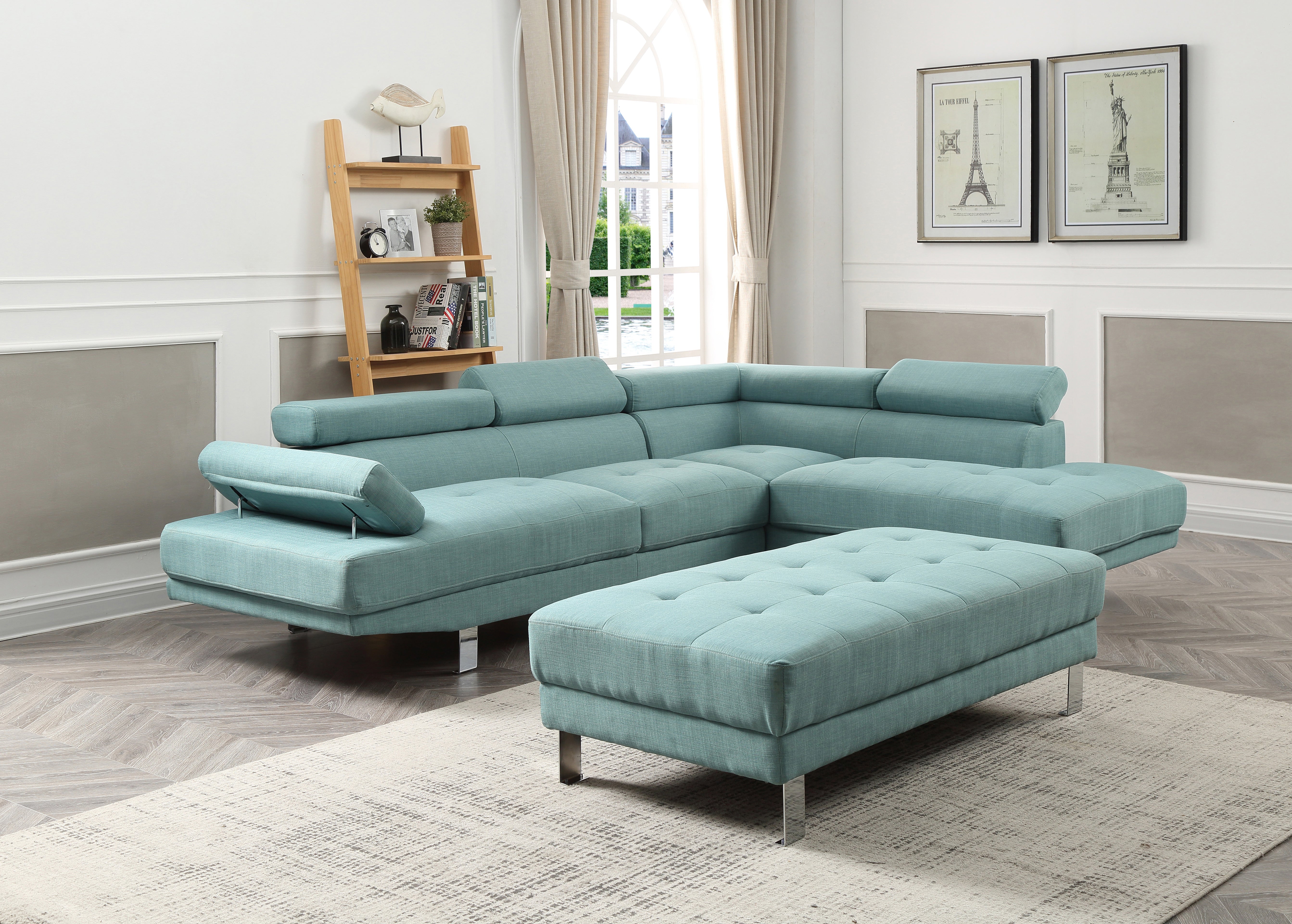 Glory Furniture Riveredge G453-SC Sectional ( 2 Boxes) , TEAL