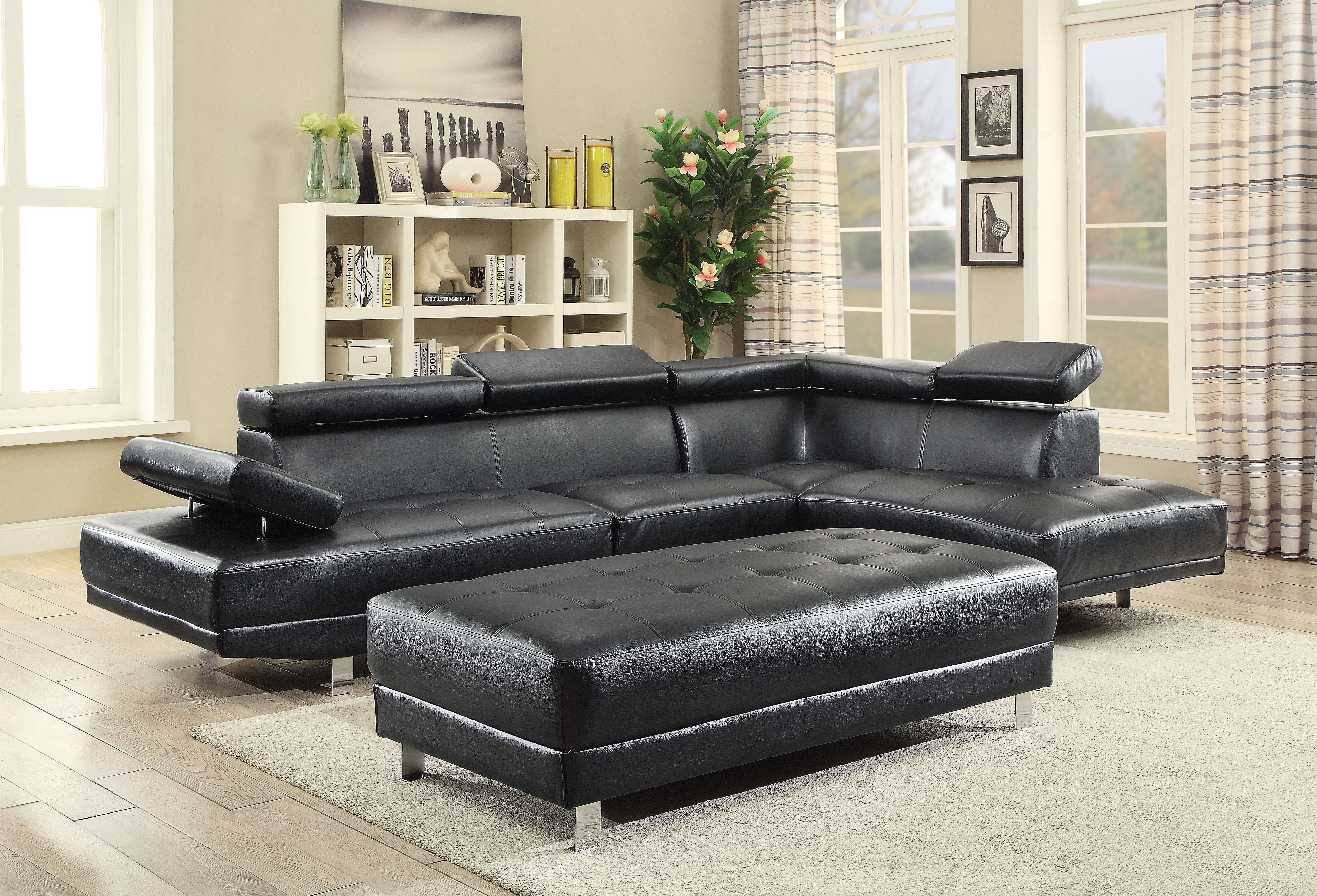 Glory Furniture Riveredge G448-SC Sectional ( 2 Boxes) , BLACK