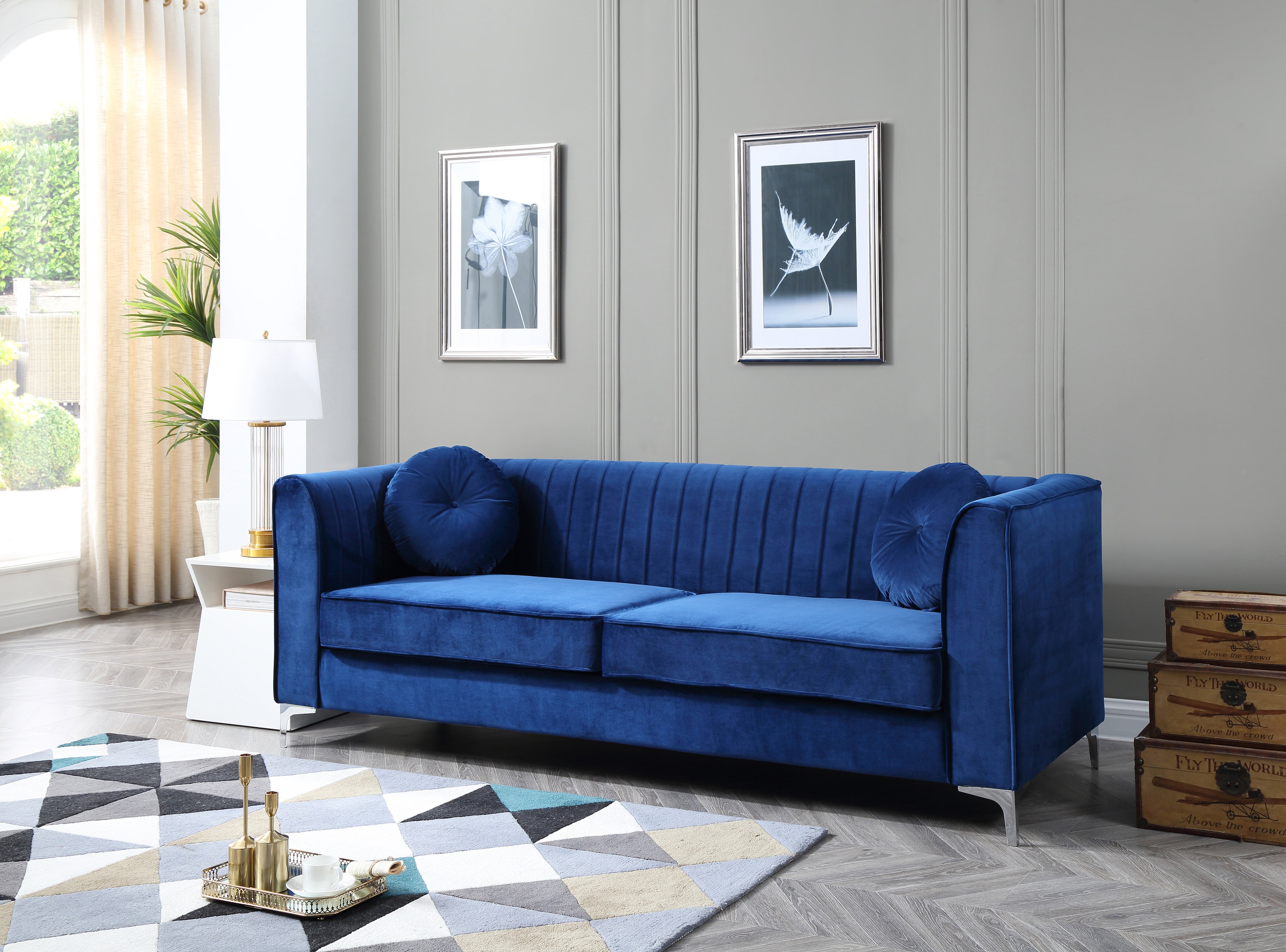 Glory Furniture Delray G791A-S Sofa ( 2 Boxes ) , NAVY BLUE