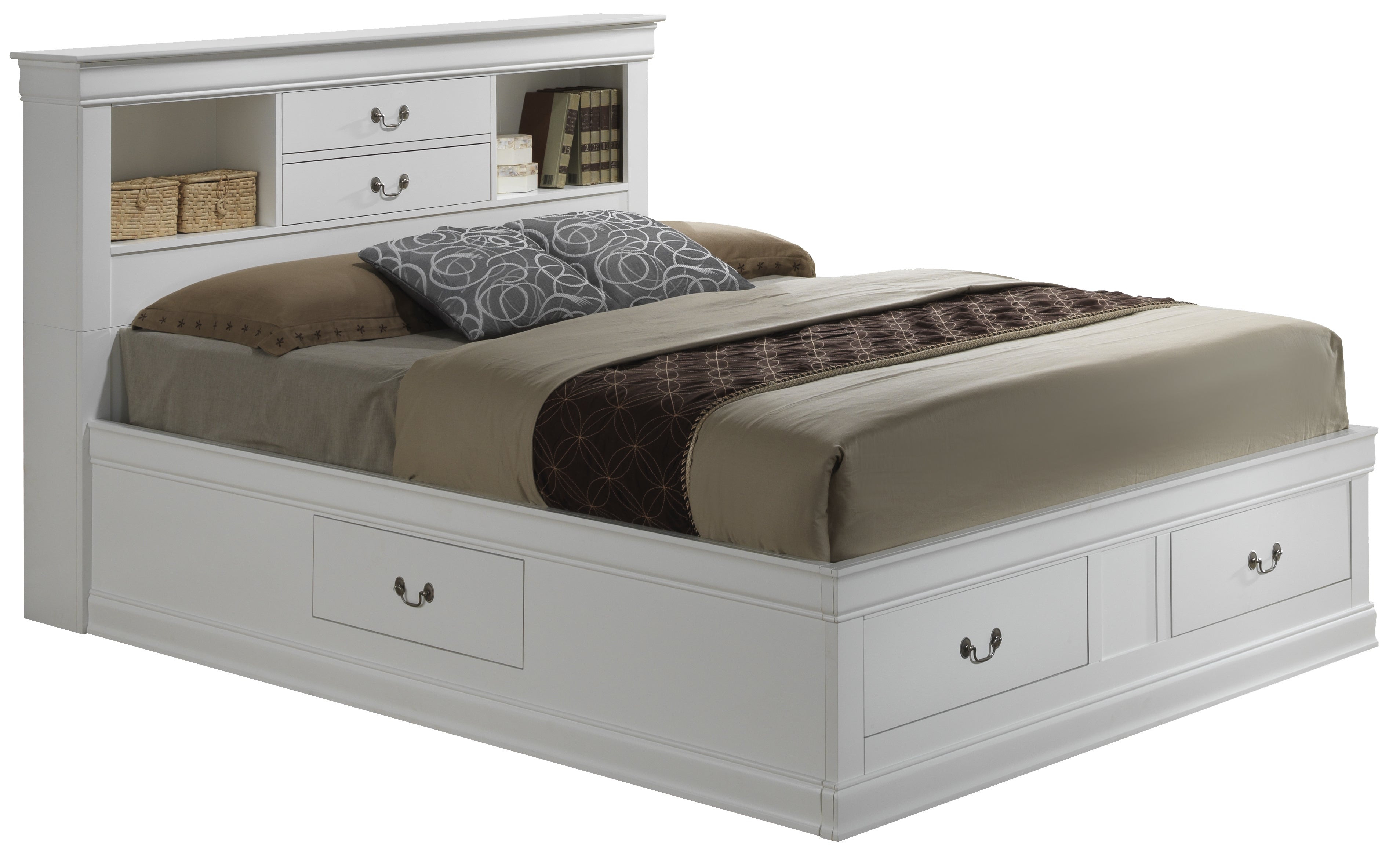 Glory Furniture Louis Phillipe G3190B-KSB King Storage Bed , White