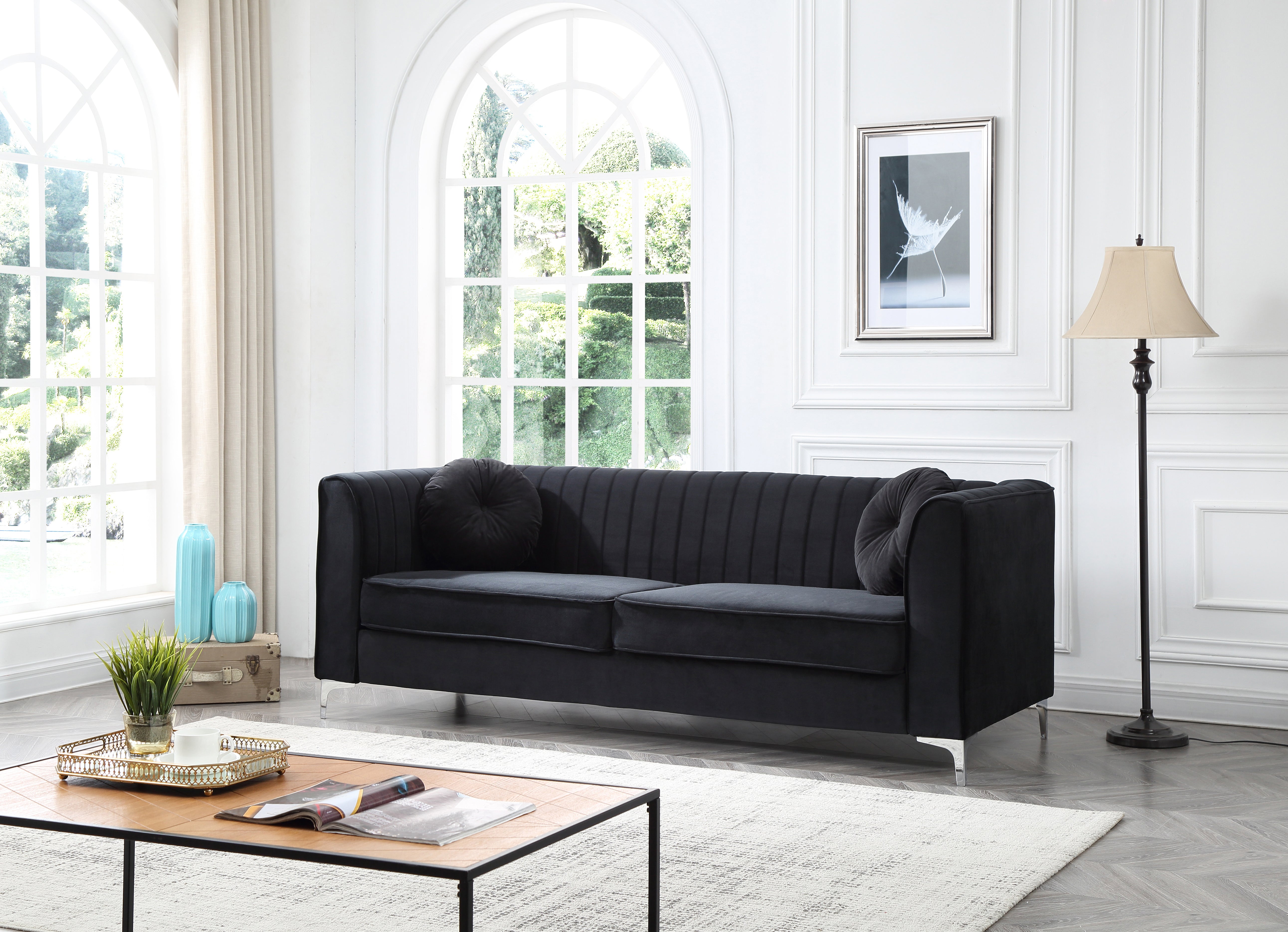 Glory Furniture Delray G793A-S Sofa ( 2 Boxes ) , BLACK