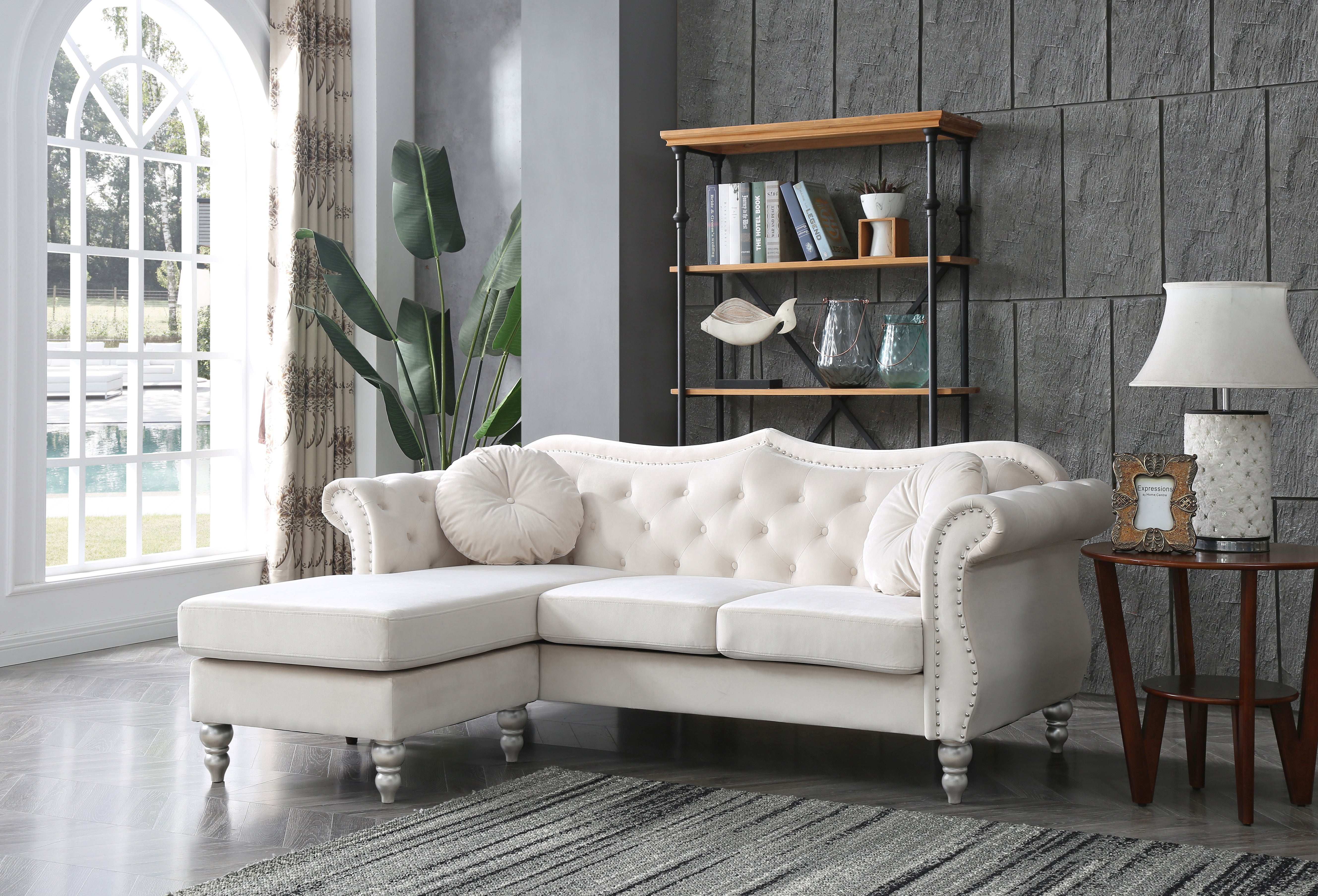 Glory Furniture Hollywood G0667B-SC Sofa Chaise , IVORY