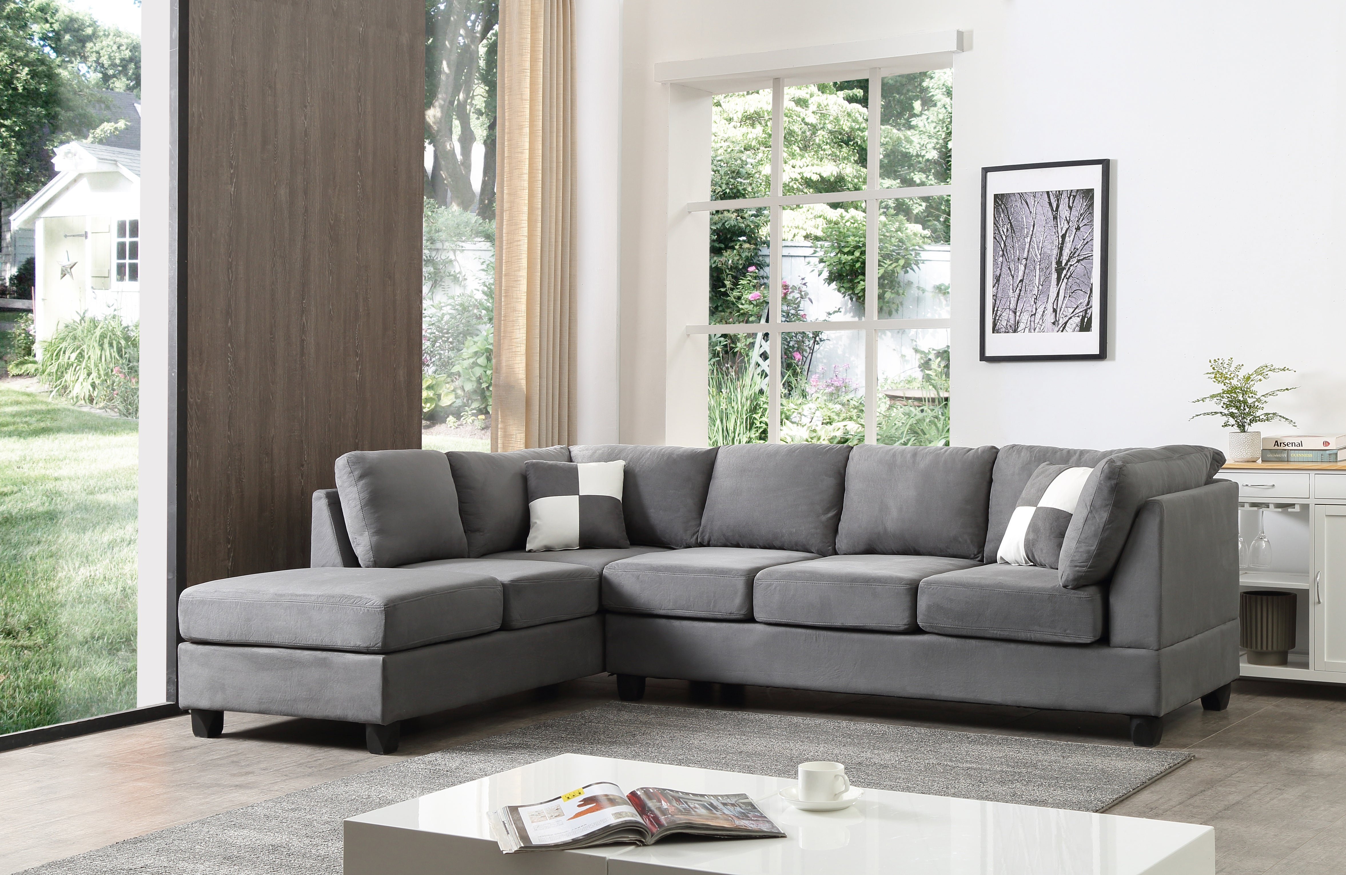 Glory Furniture Malone G633B-SC Sectional ( 3 Boxes) , GRAY