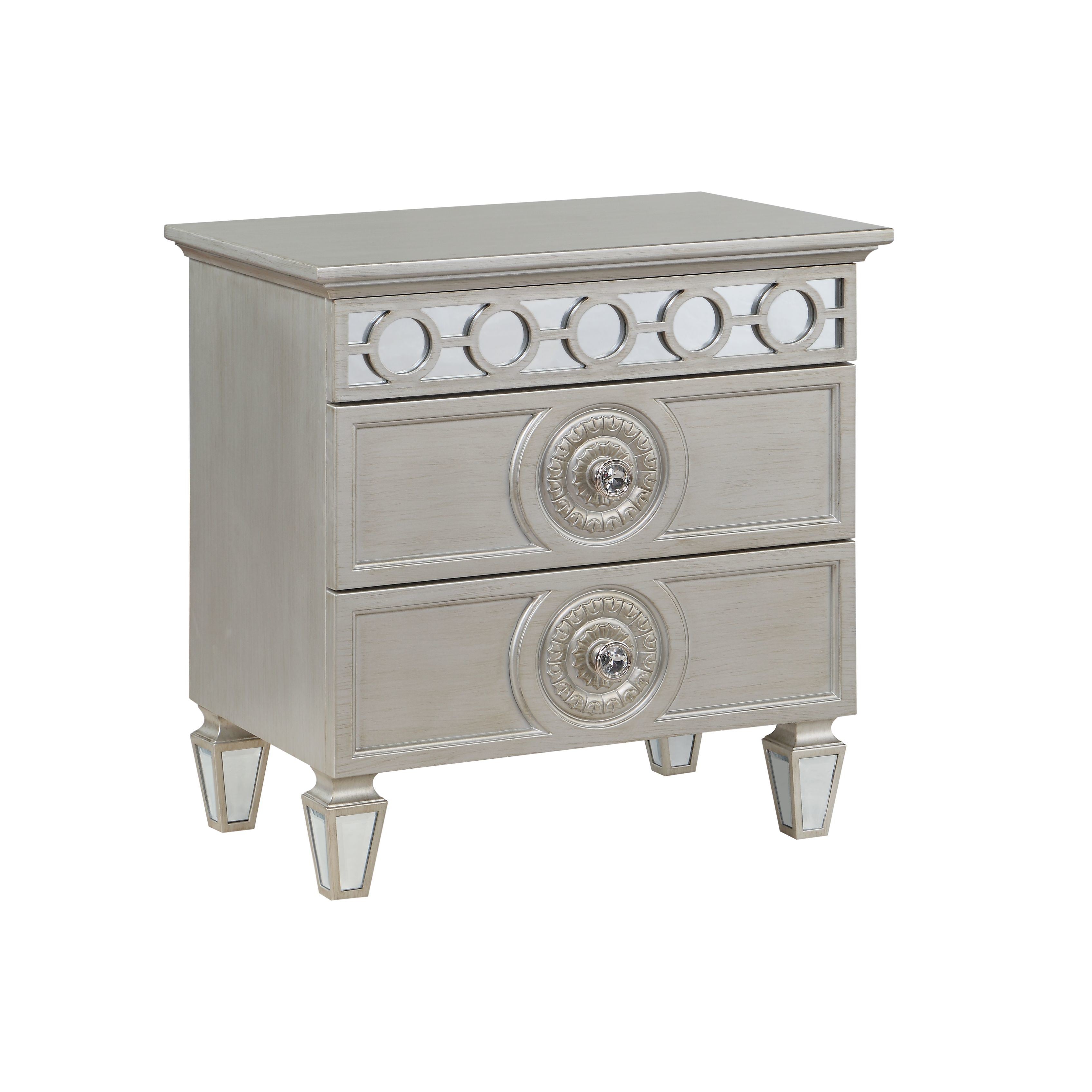 ACME Varian Nightstand, Silver & Mirrored Finish BD01280